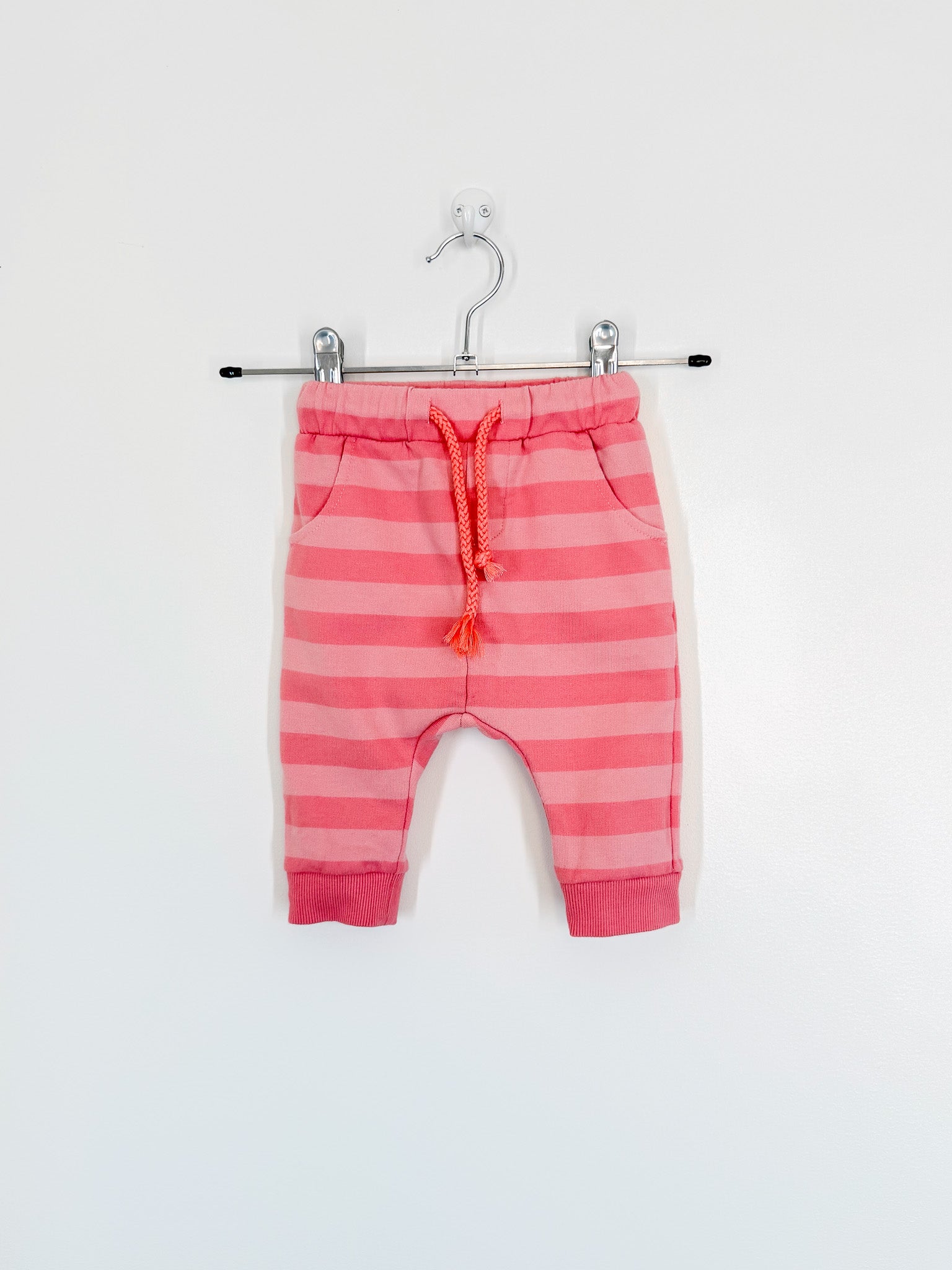 Teeny Weeny pink striped track pants (0-3m)