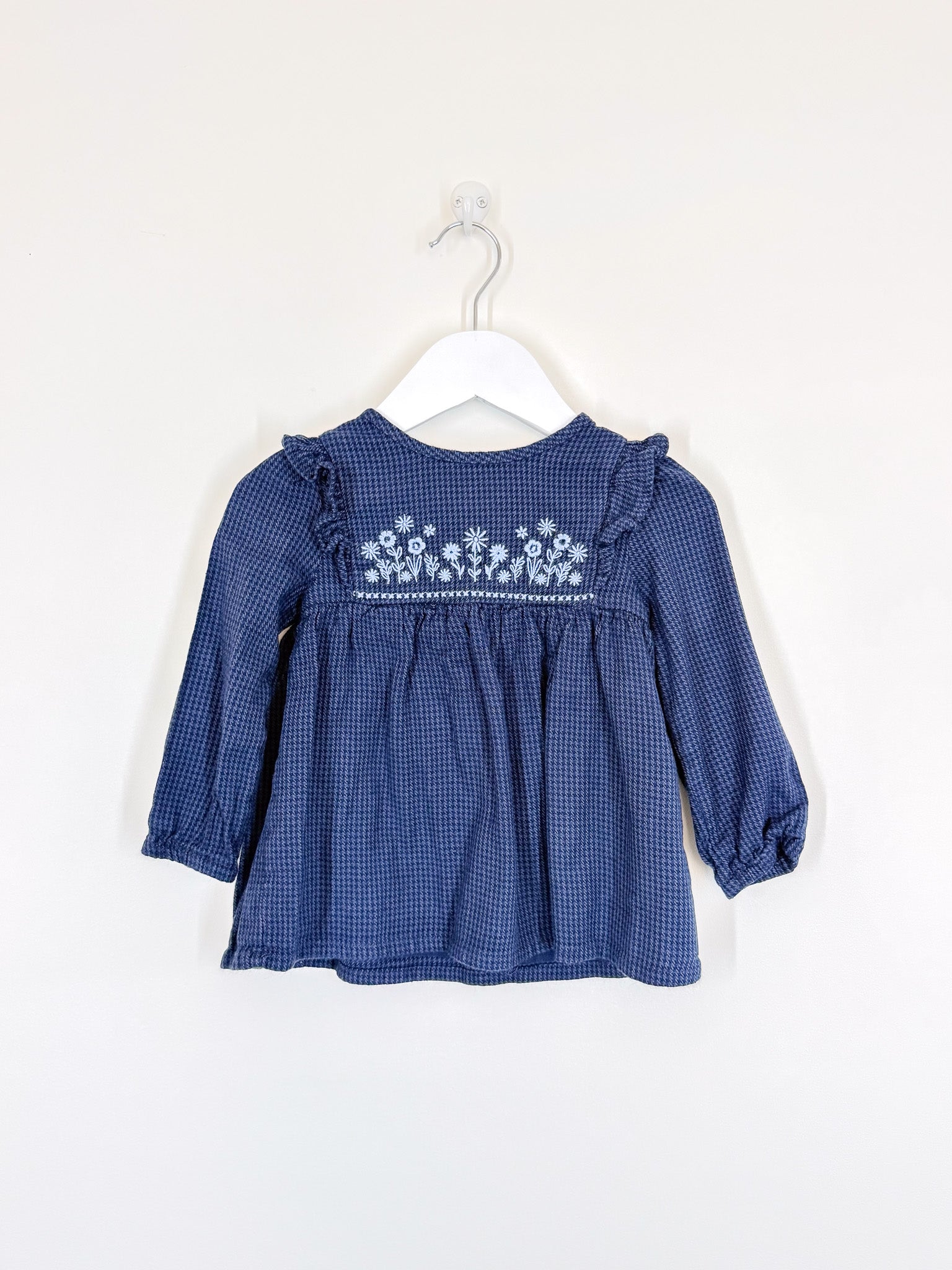 Jojo Maman Bebe long sleeve houndstooth smock top (12-18m)