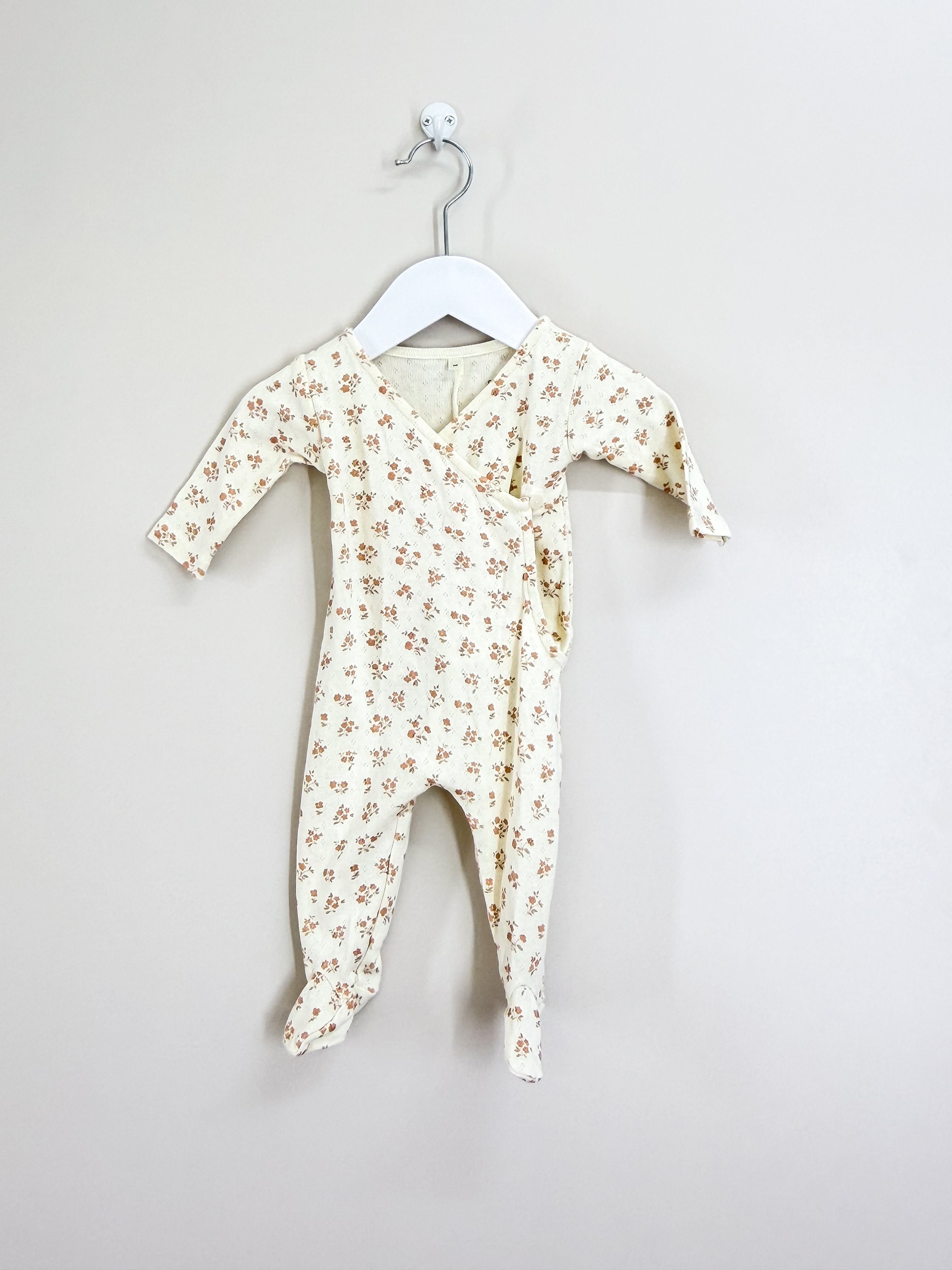 Quincy Mae pointelle wrap onesie (0-3m)