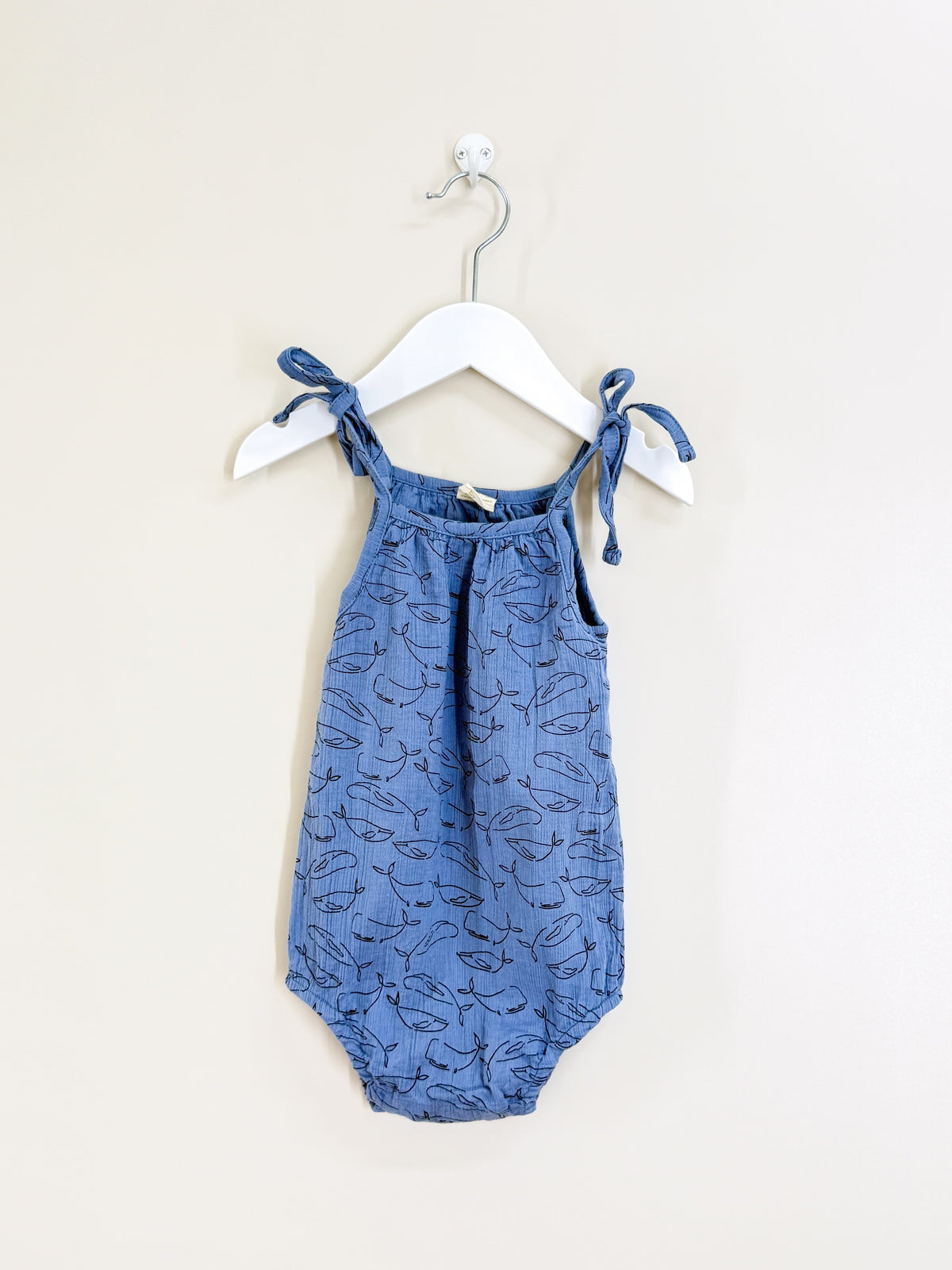 Nature Baby organic crepe tie romper - whales (3-6m)