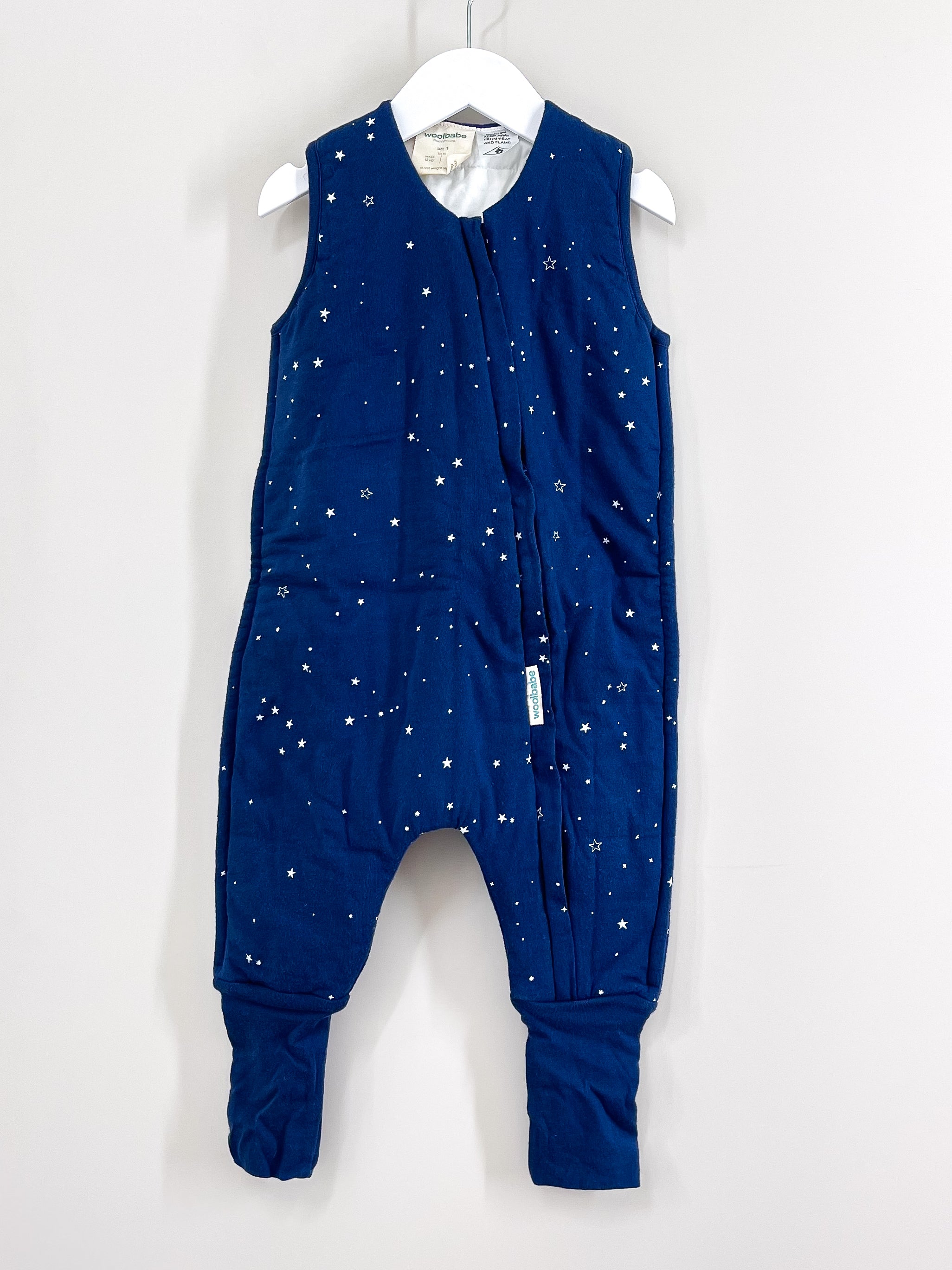 Woolbabe merino cotton duvet weight sleepsuit (1y)