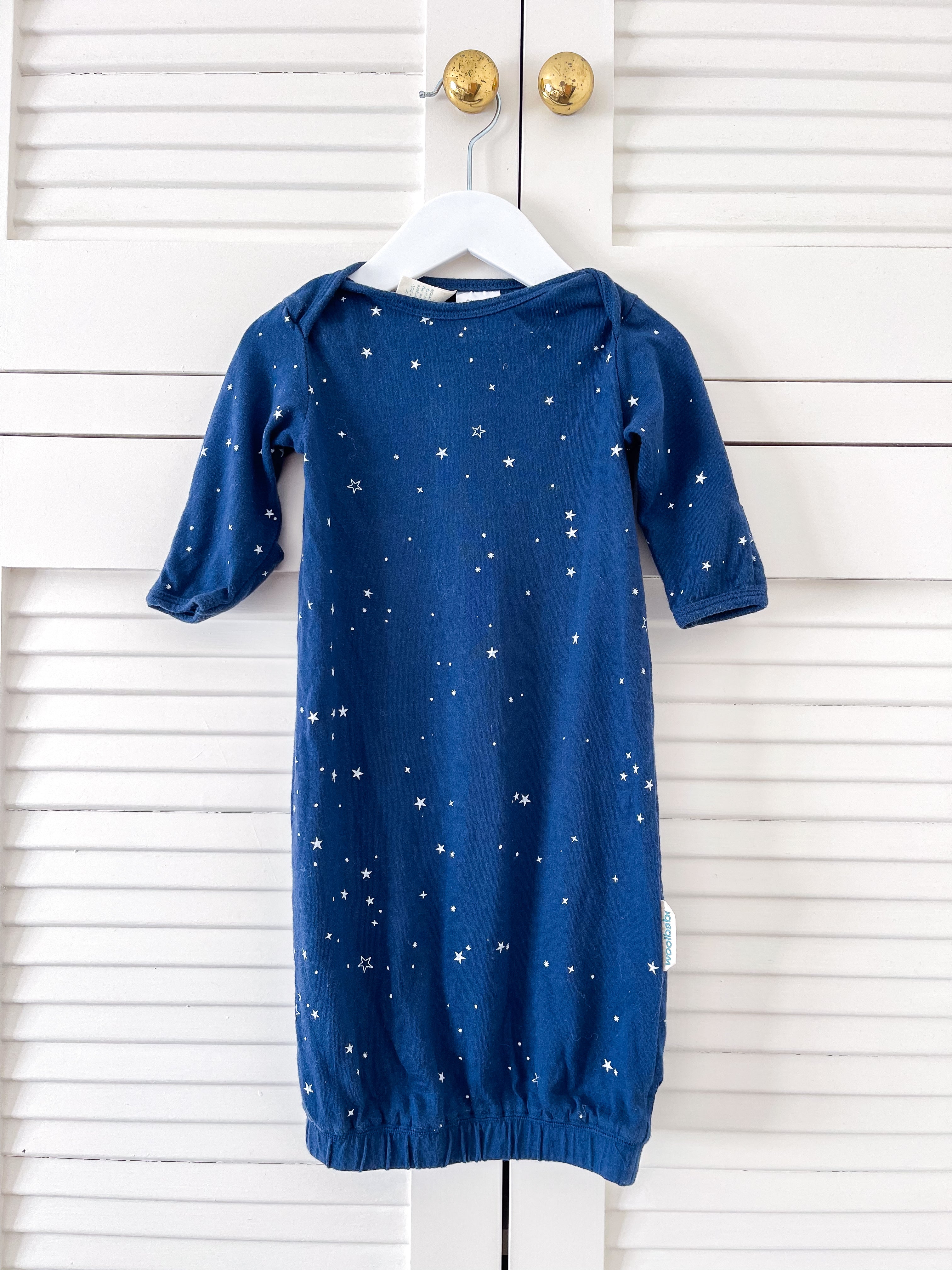 Woolbabe merino cotton gown (0-3m)