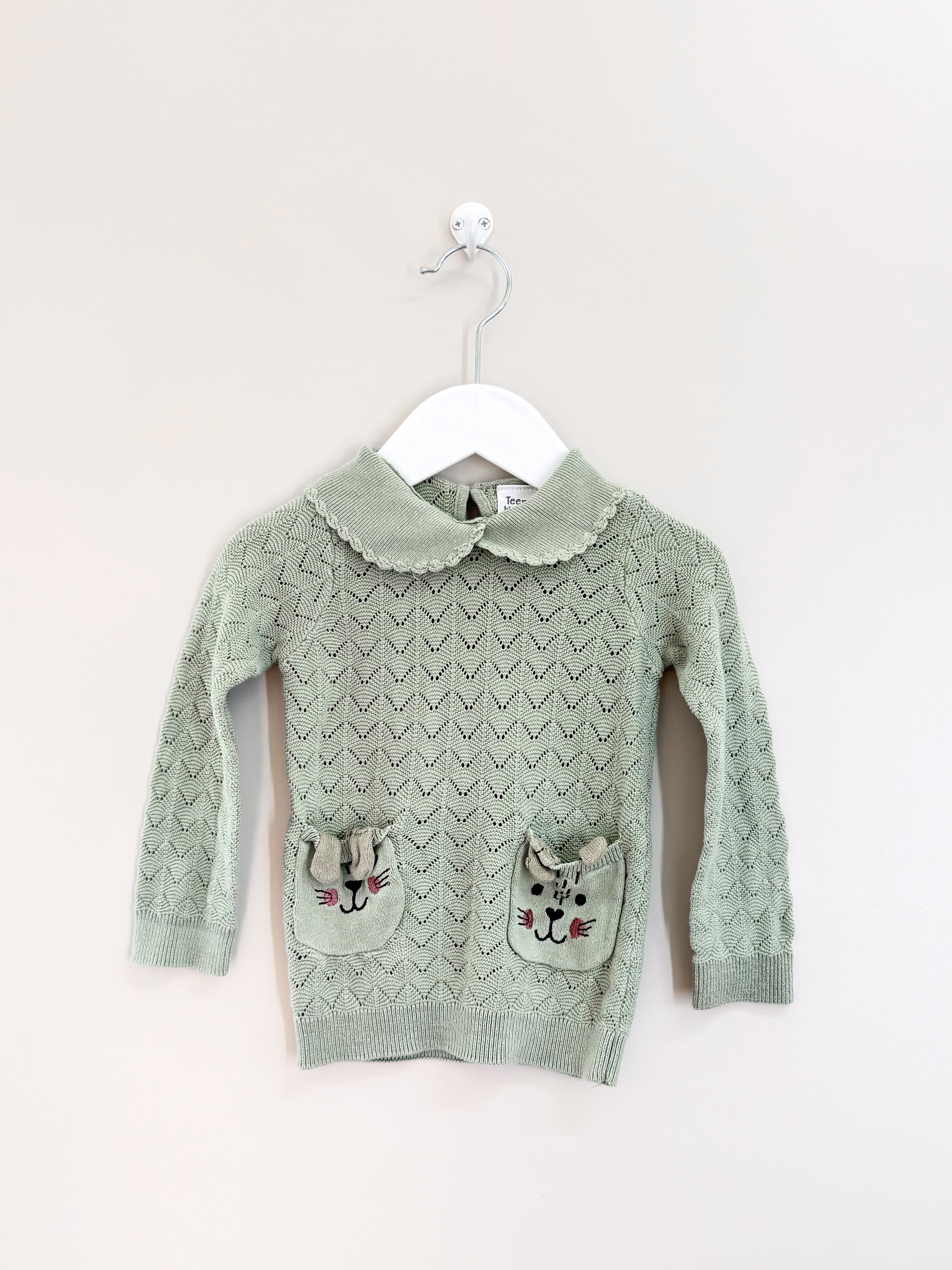 Teeny Weeny pointelle collared knit top (12-18m)