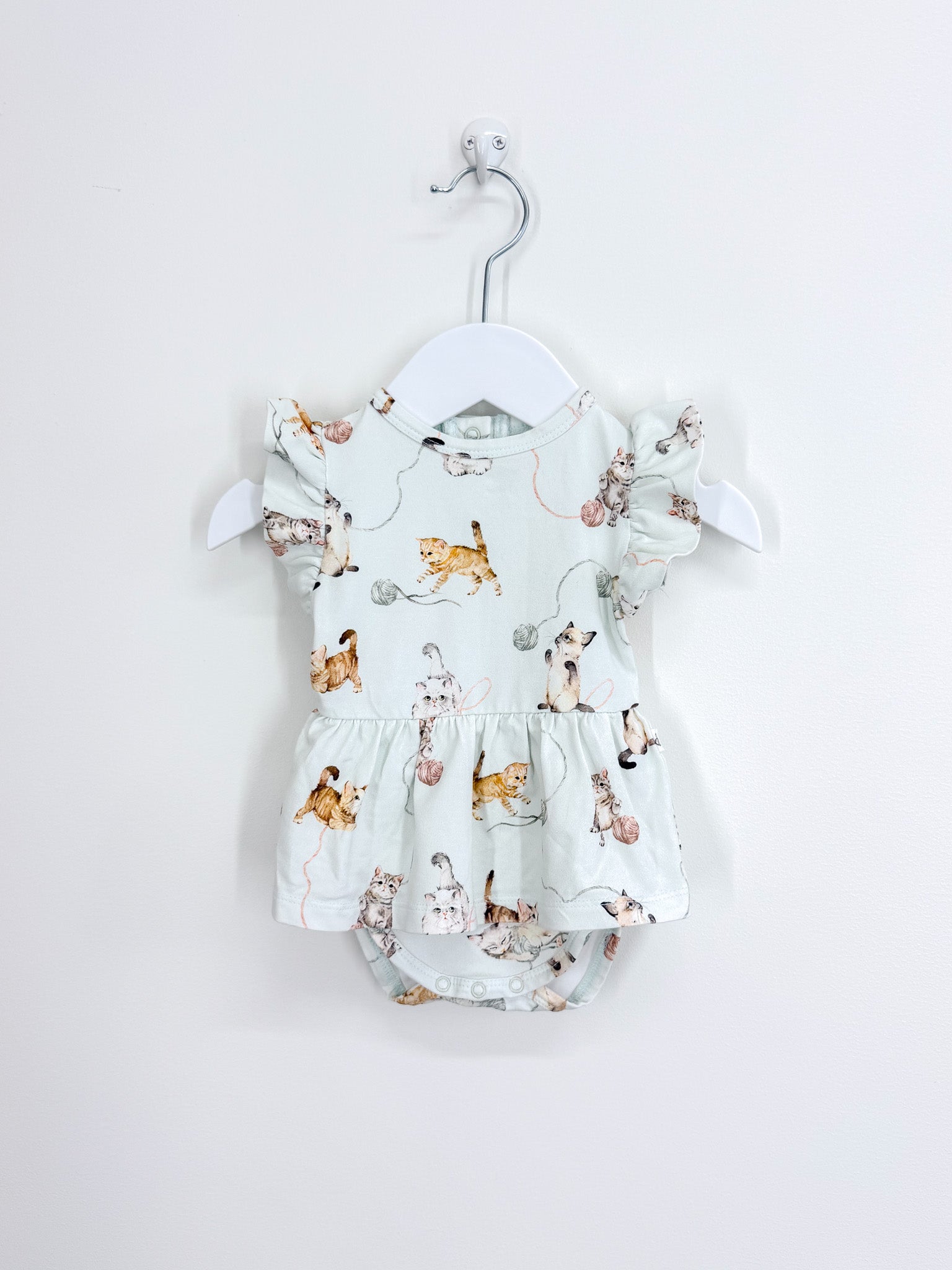 Snuggle Hunny organic bodysuit dress - kittens (0-3m)
