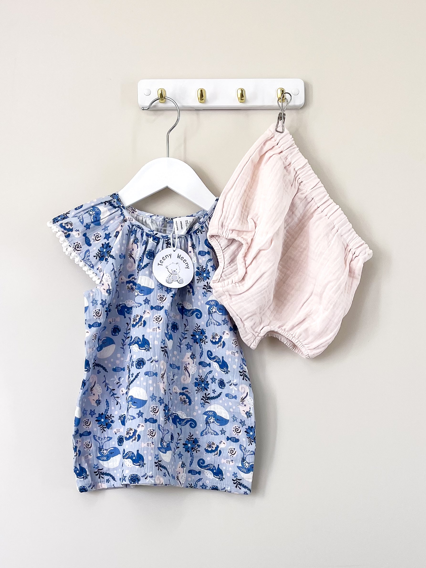 BNWT Teeny Weeny smock top + bloomers set (18-24m)