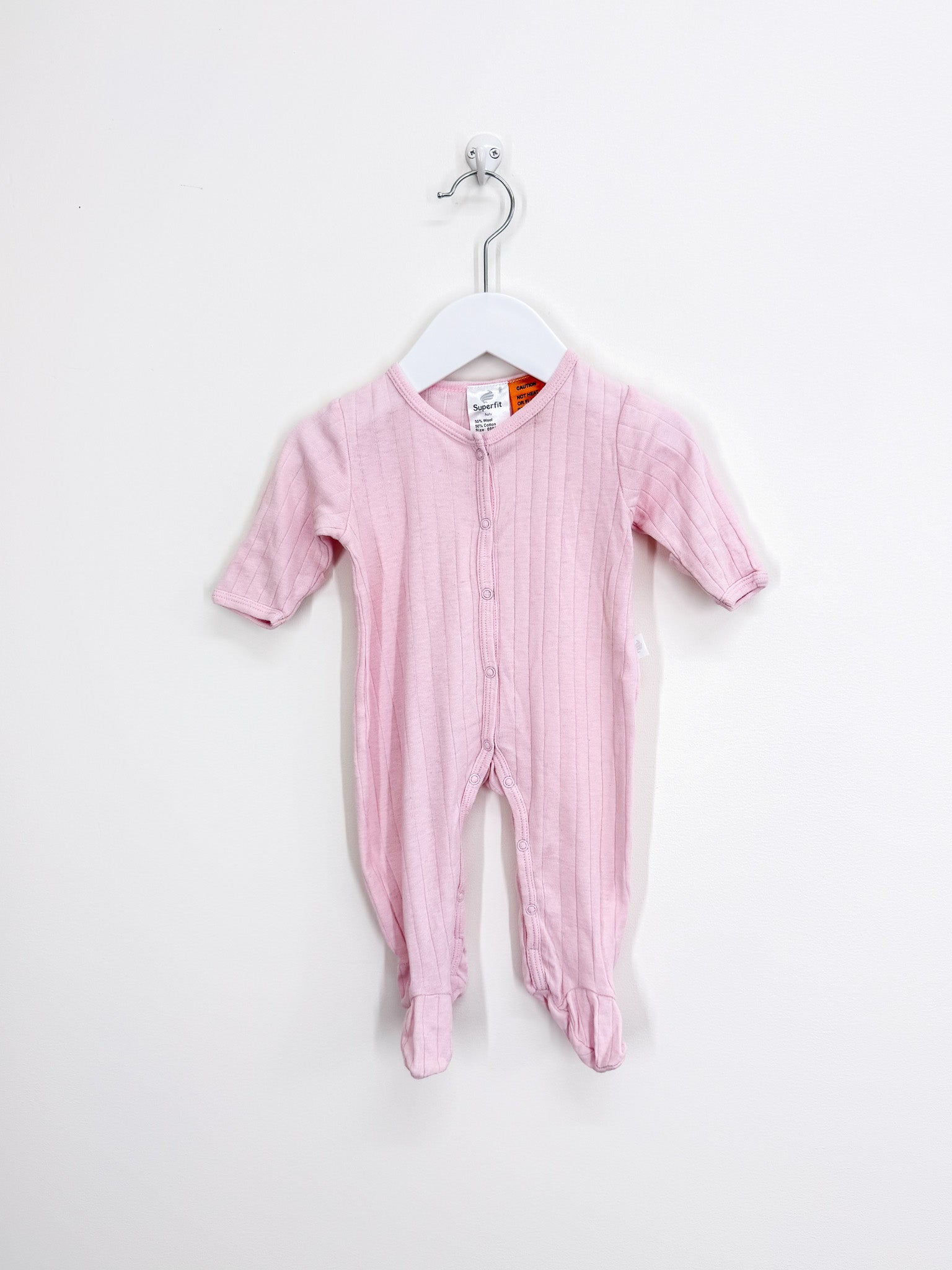 Superfit merino cotton rib button onesie (newborn)
