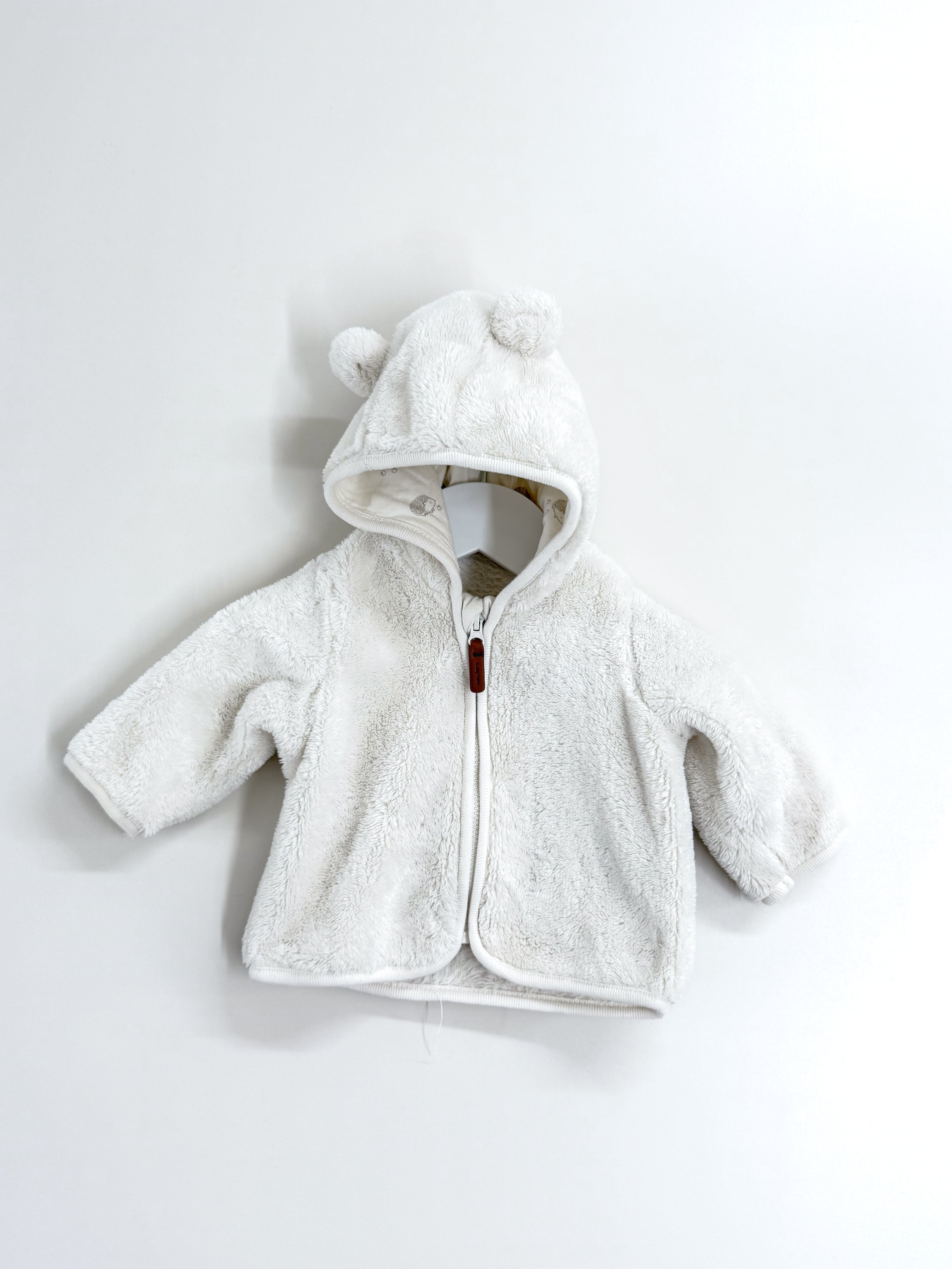 H&M fleece bear zip hoodie (1-2m)