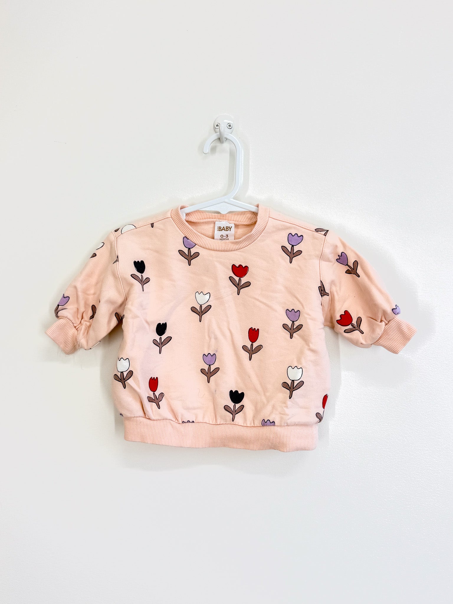 Cotton On Kids tulip crew sweatshirt (0-3m) - SECONDS