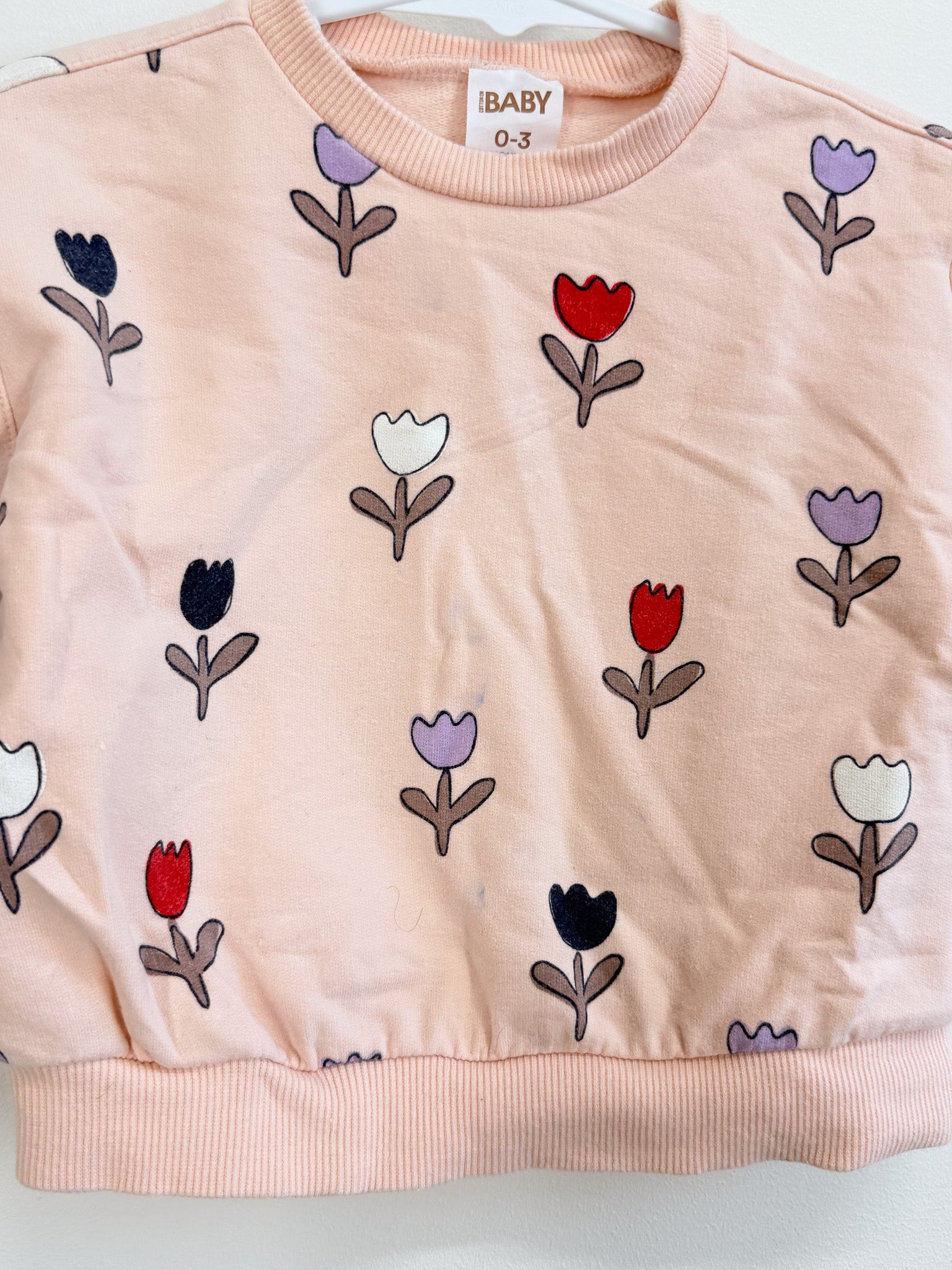 Cotton On Kids tulip crew sweatshirt (0-3m) - SECONDS