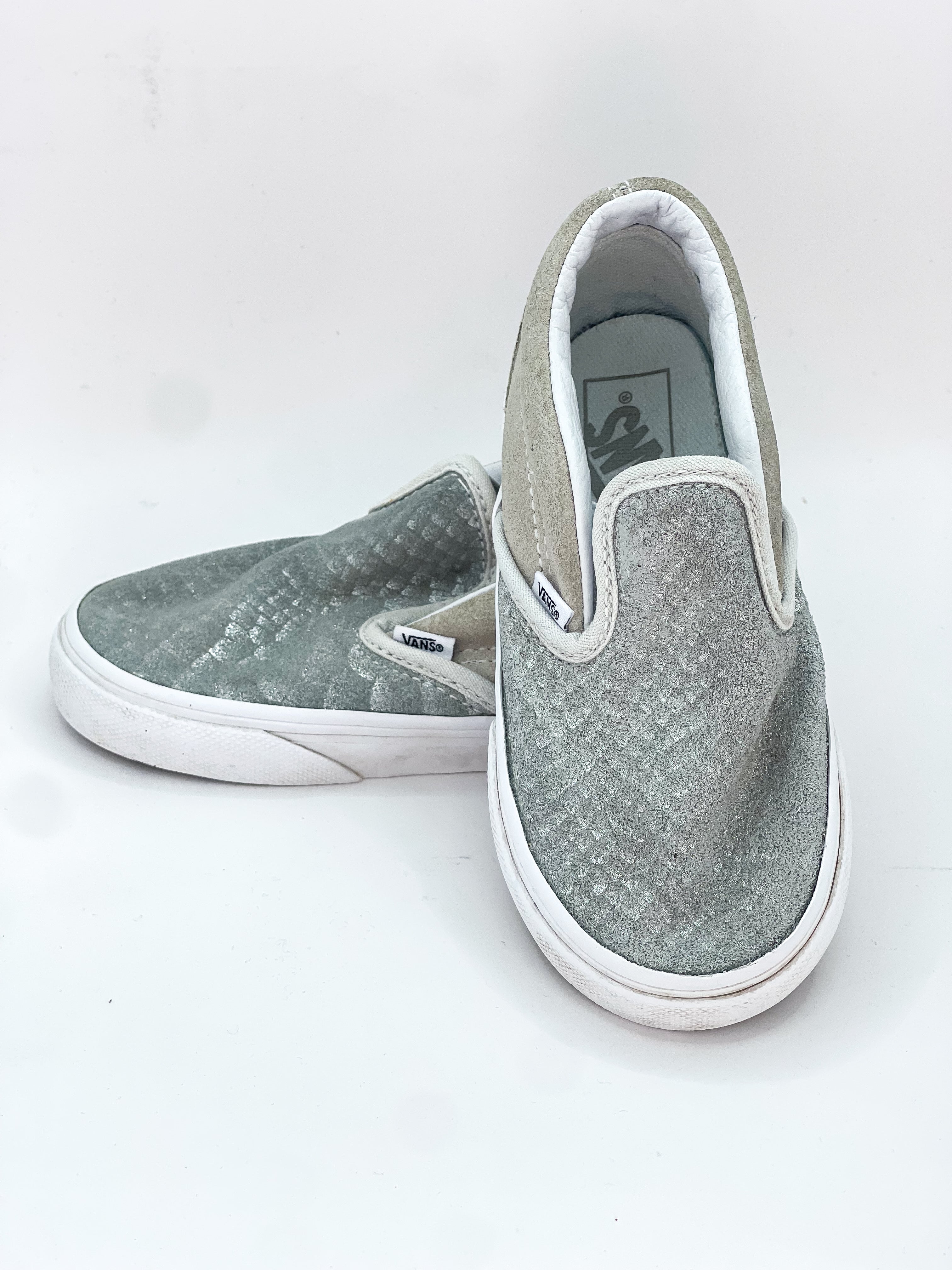Vans classic slip on shoes - silver snake (8.5UK)
