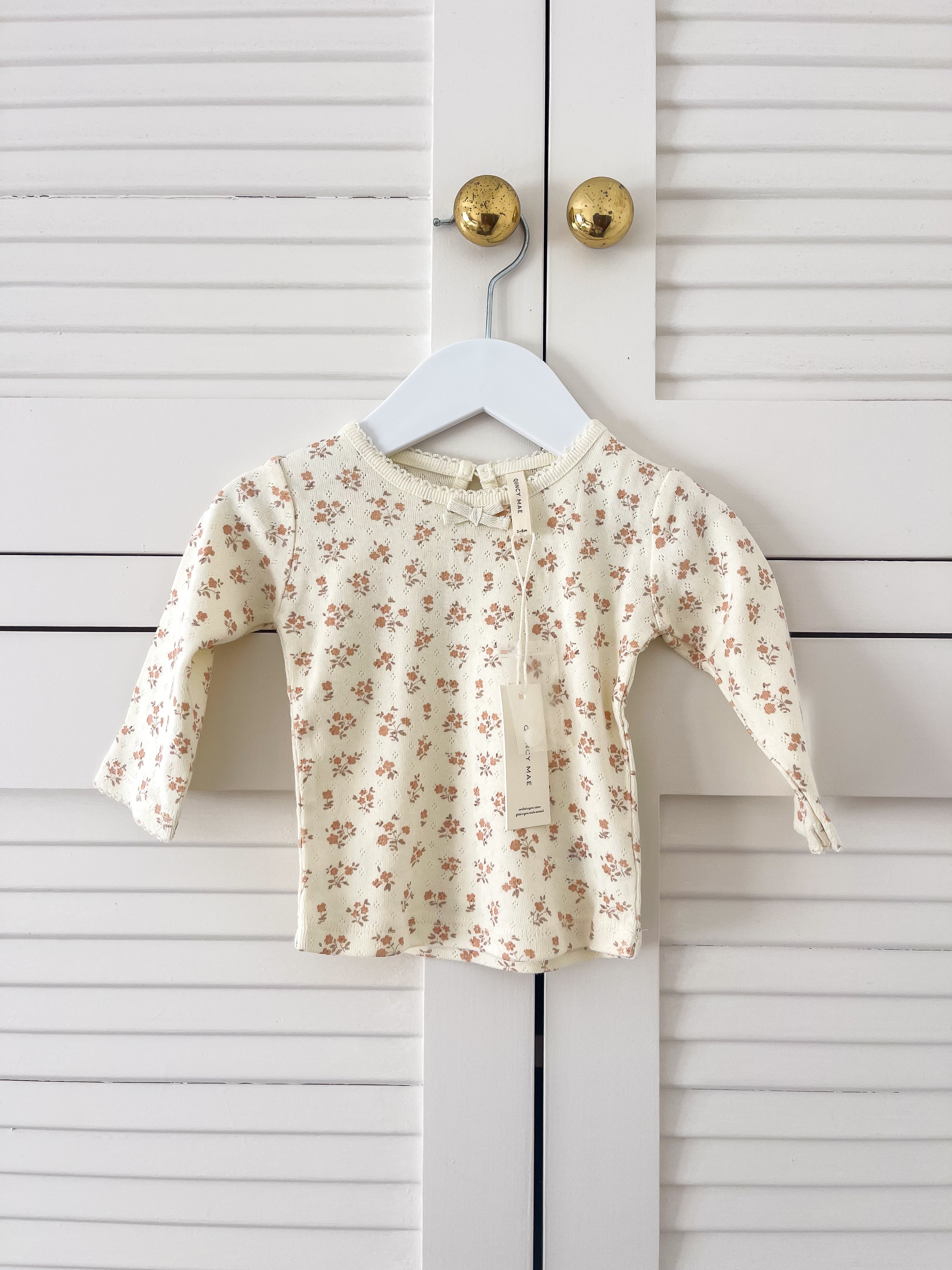 BNWT Quincy Mae organic pointelle long sleeve (3-6m)