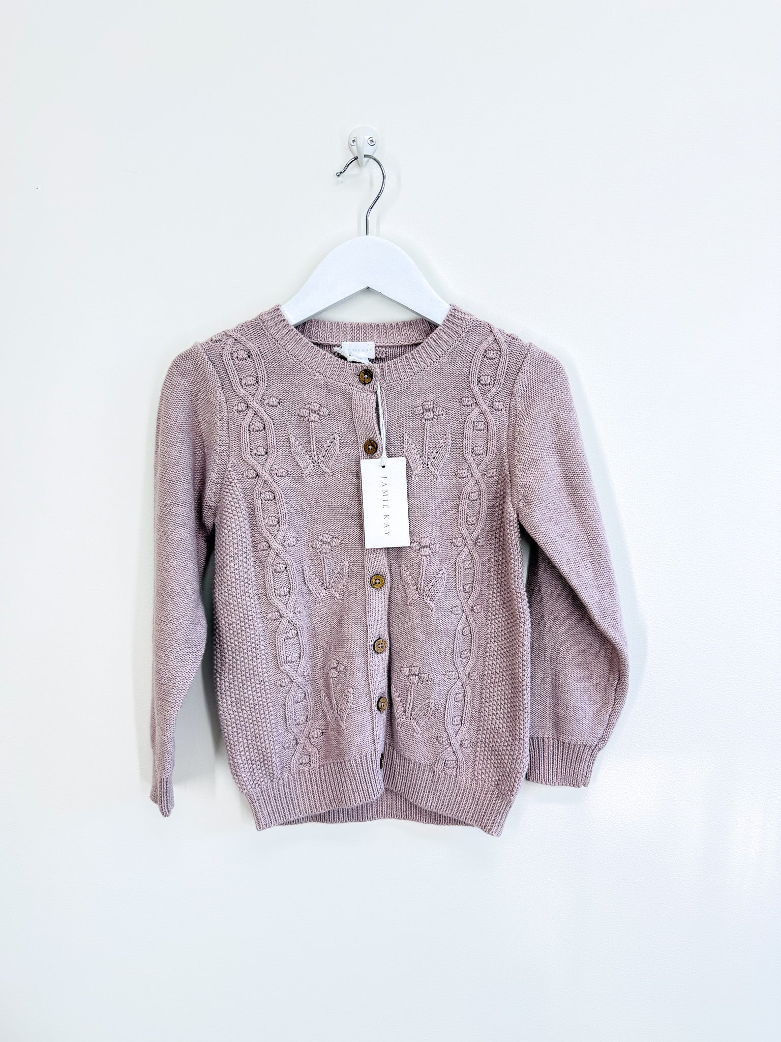 BNWT Jamie Kay vivienne knit cardigan - violet marle (5y)