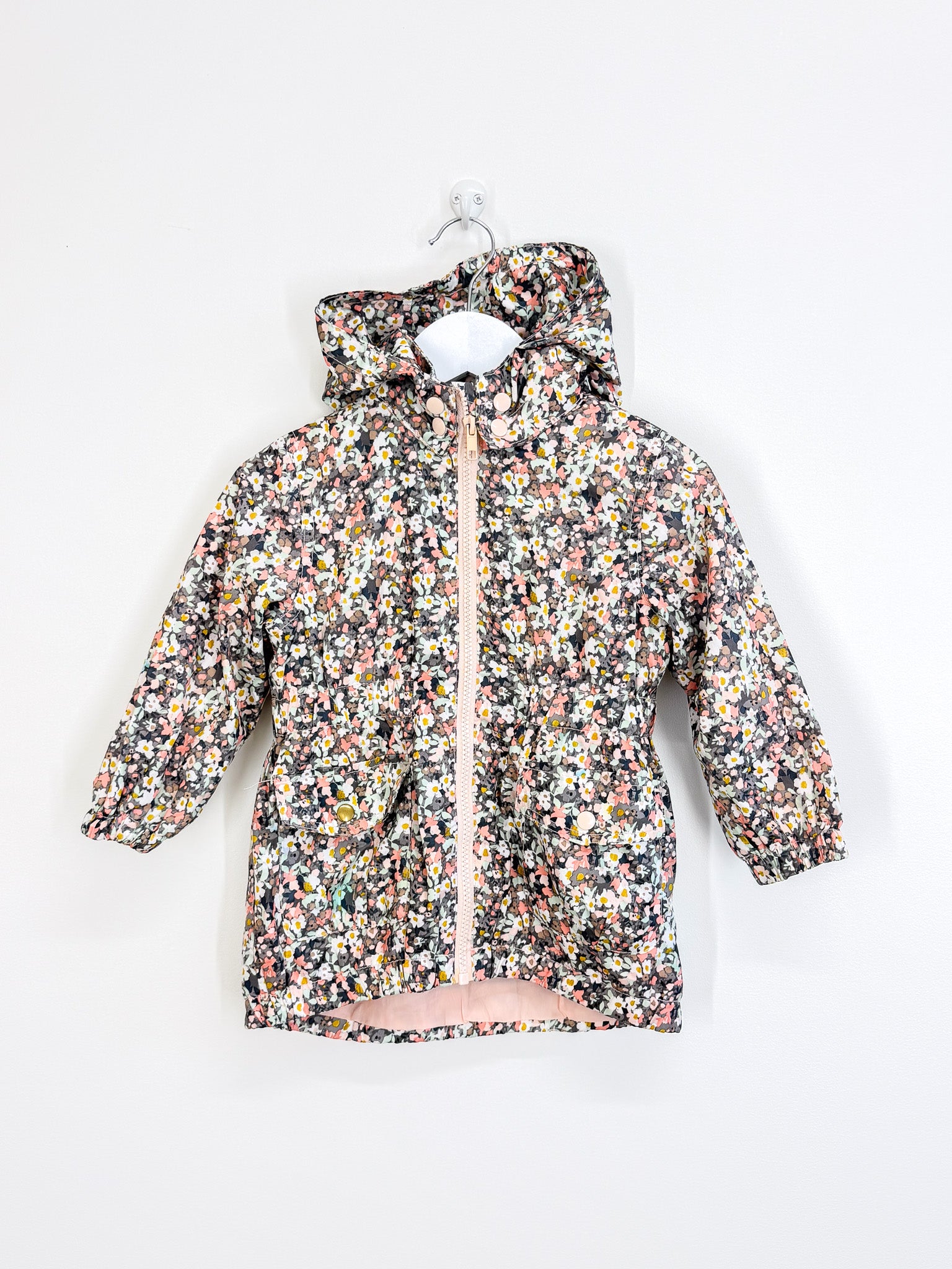 H&M floral lined hooded wind breaker jacket (3y)