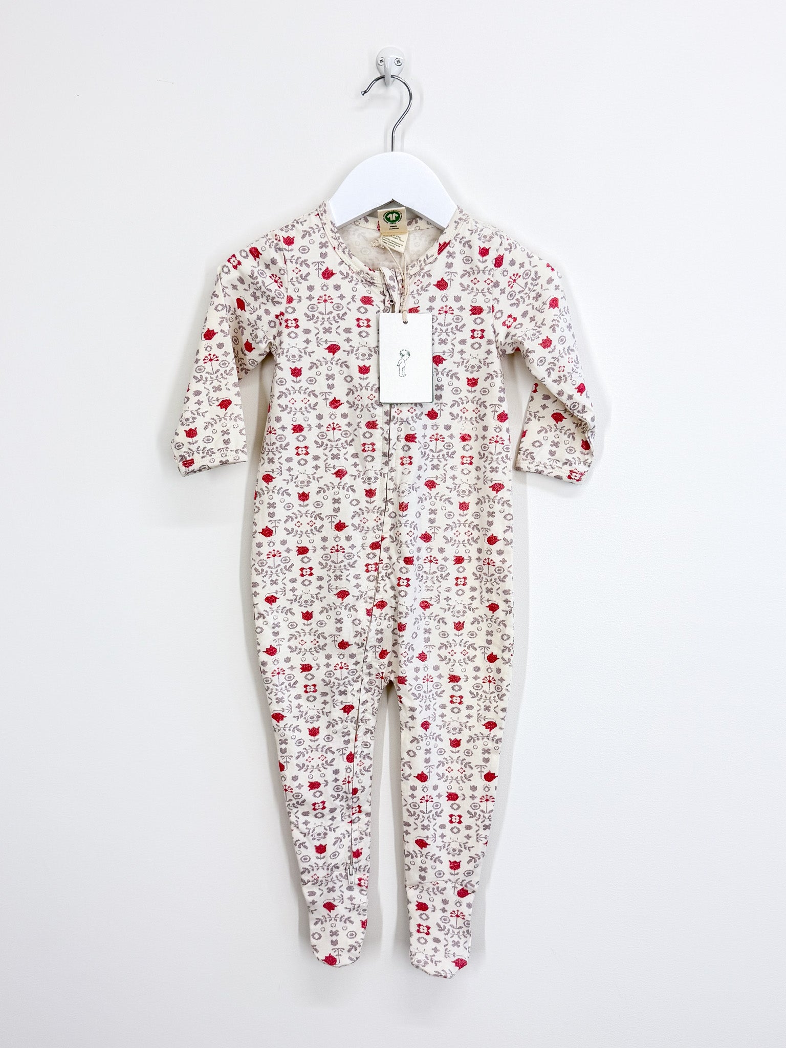 BNWT Nature Baby organic dreamlands suit - cross stitch posey (6-12m)