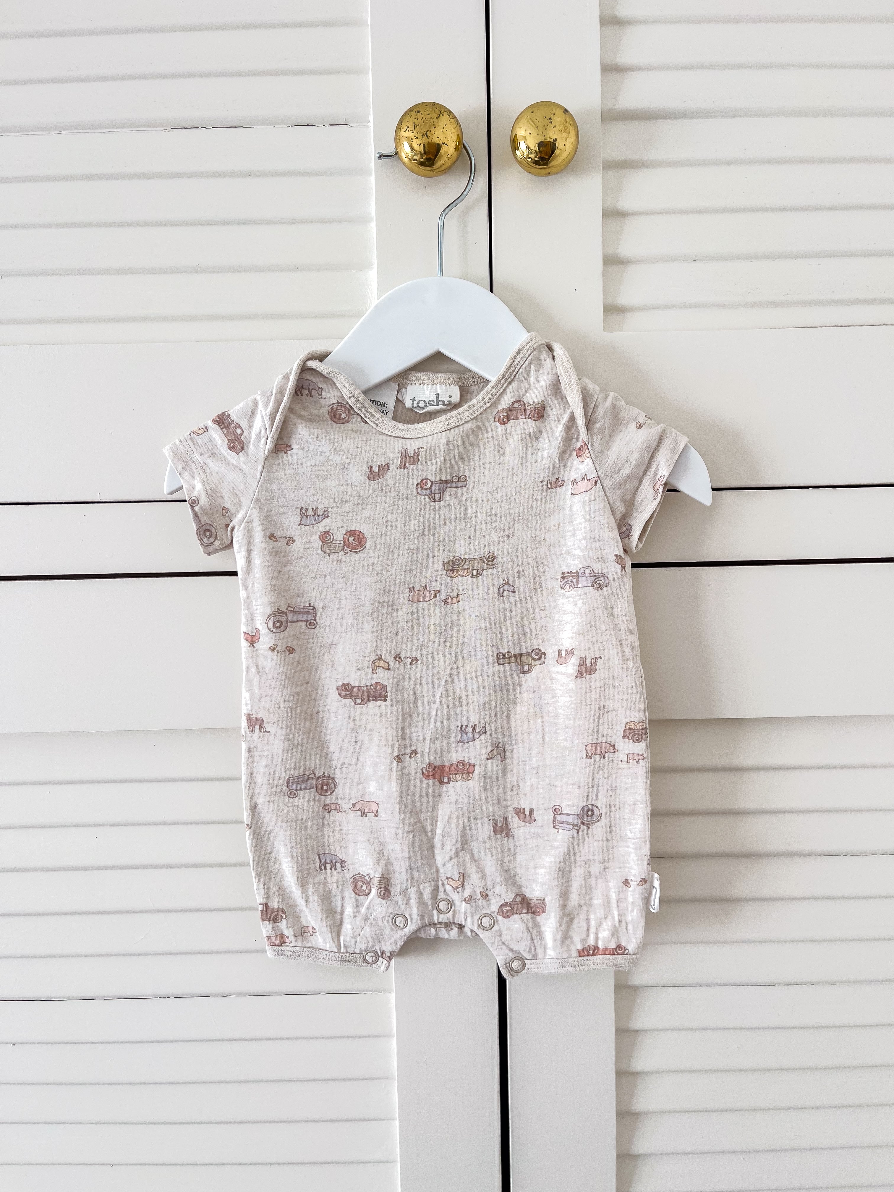 Toshi shortie romper - farm (0-3m)