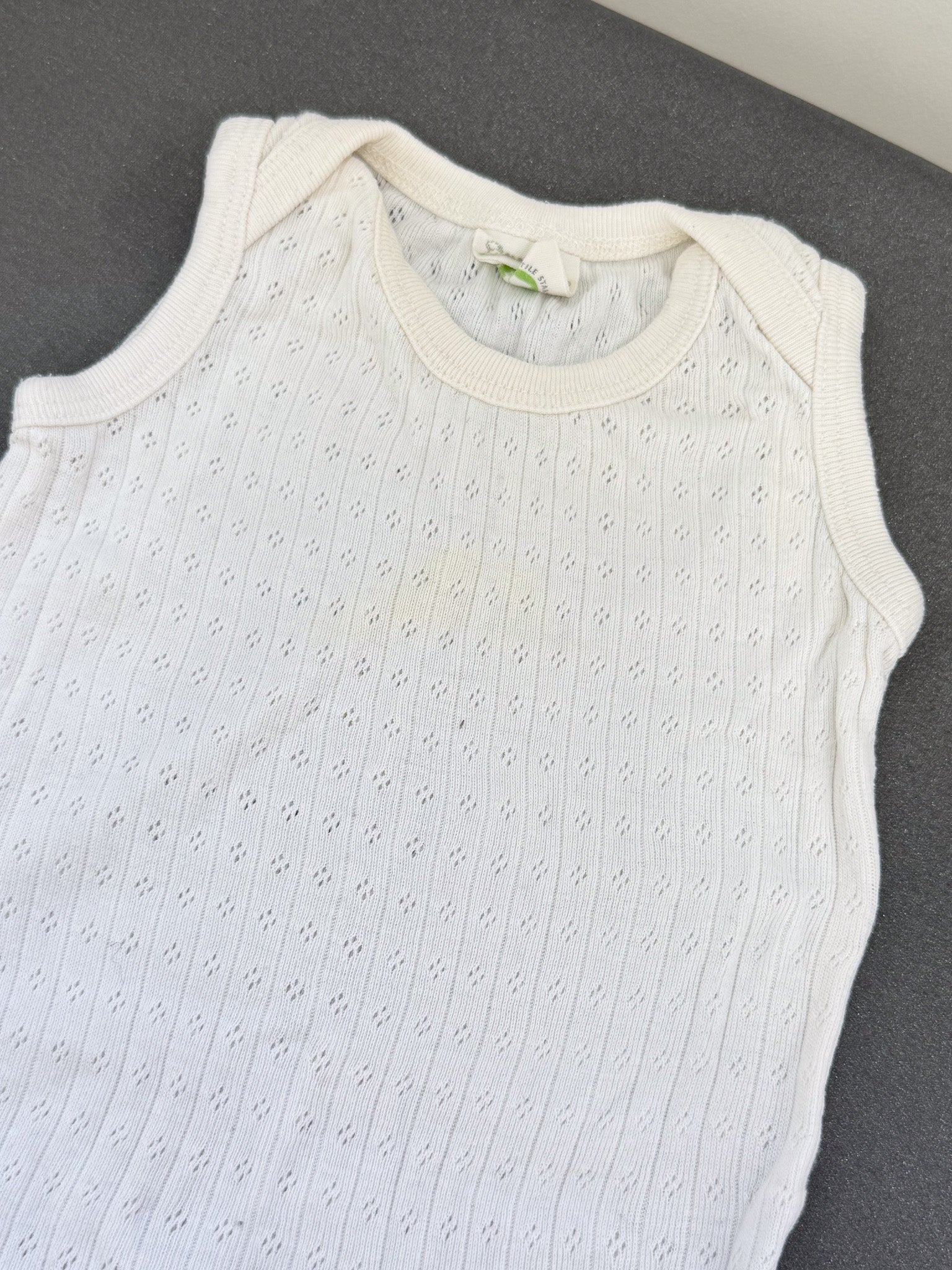 Nature Baby organic pointelle singlet top (0-3m) - SECONDS