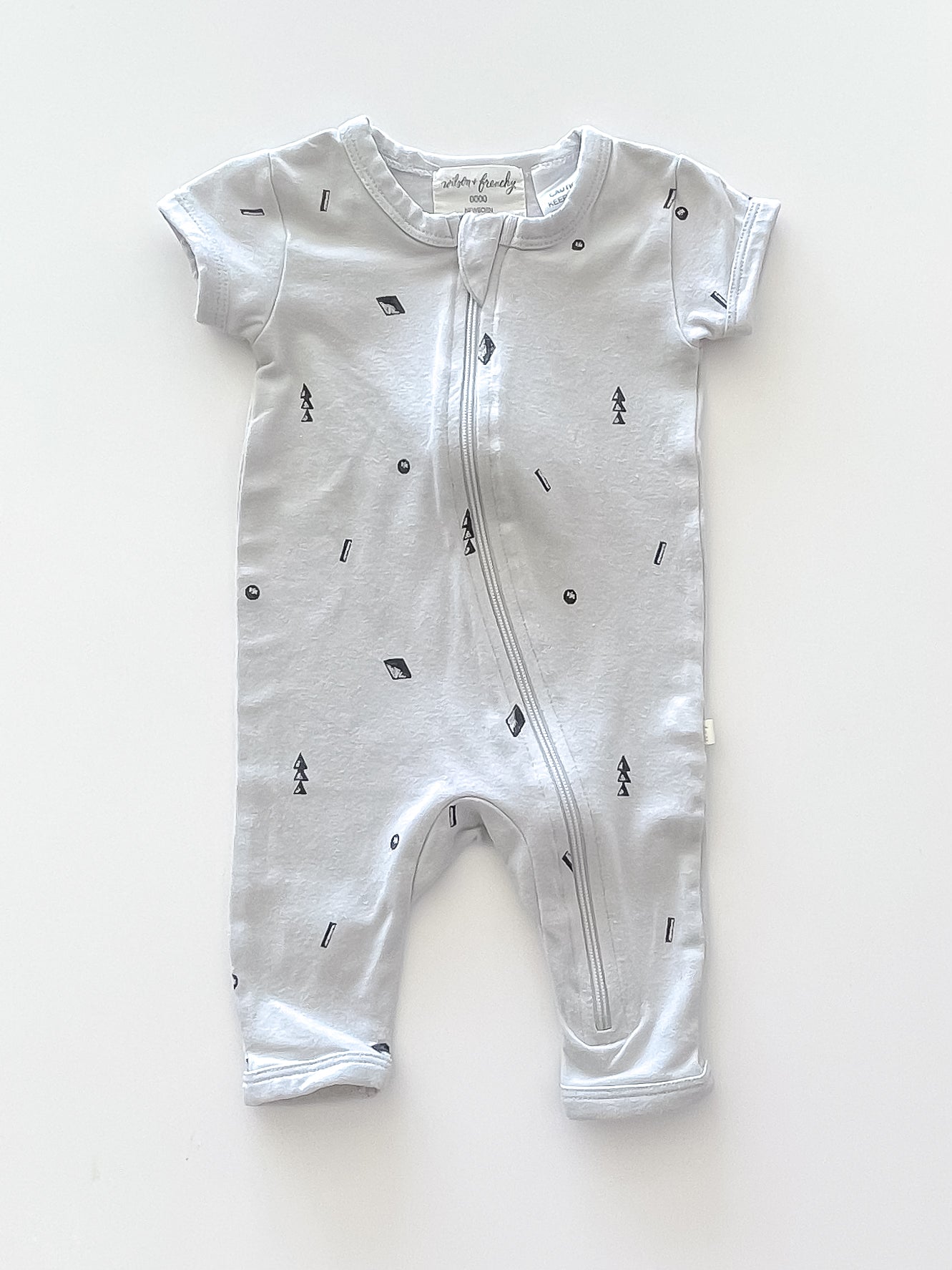 Wilson & French organic bamboo zip onesie - moonstone (newborn)