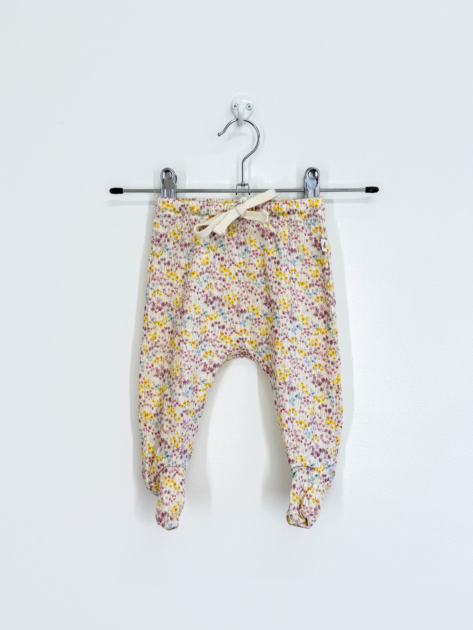 Nature Baby merino footed drawstring pants - wildflower (0-3m)