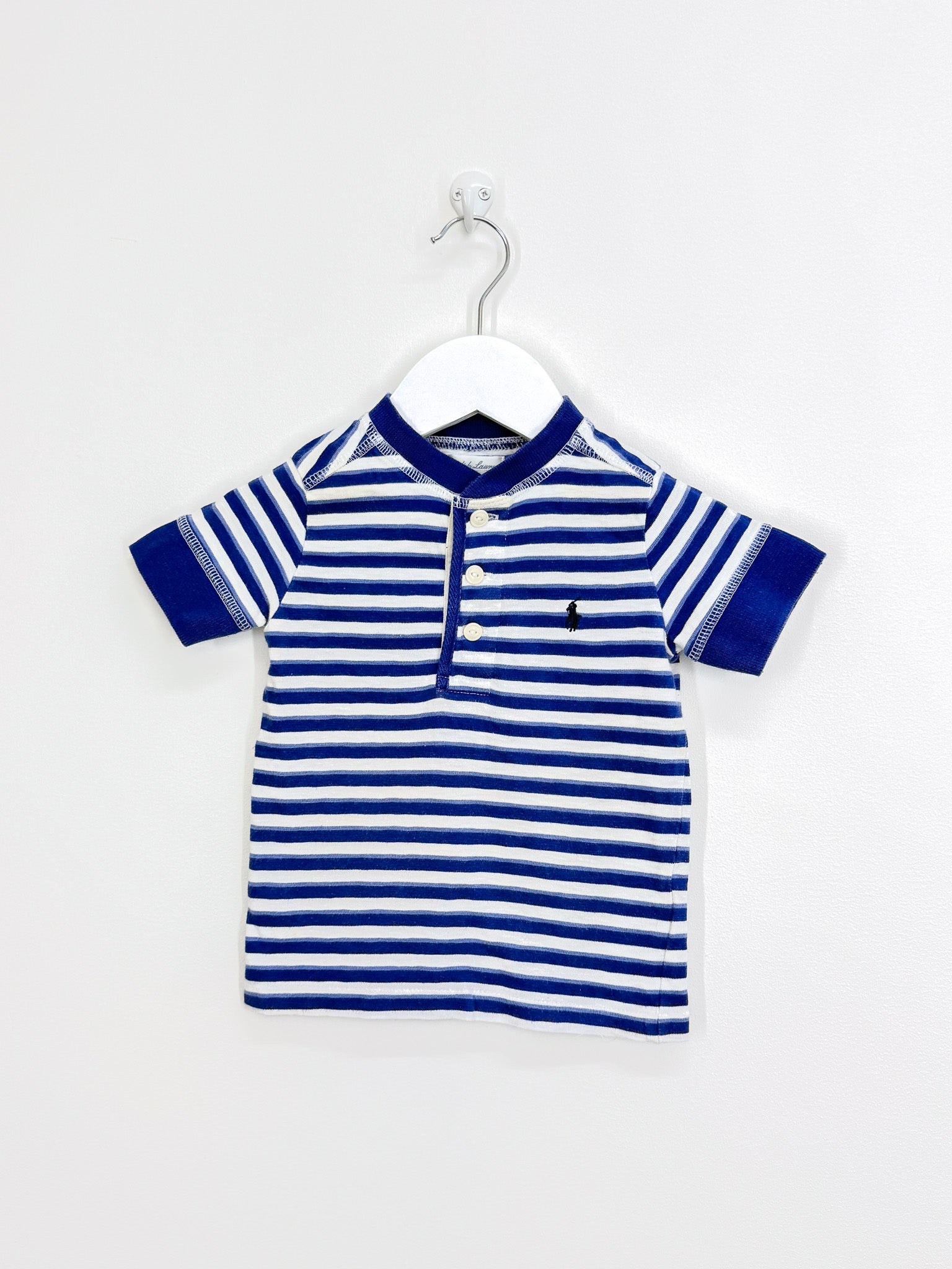 Ralph Lauren cotton striped henley tee (18m)