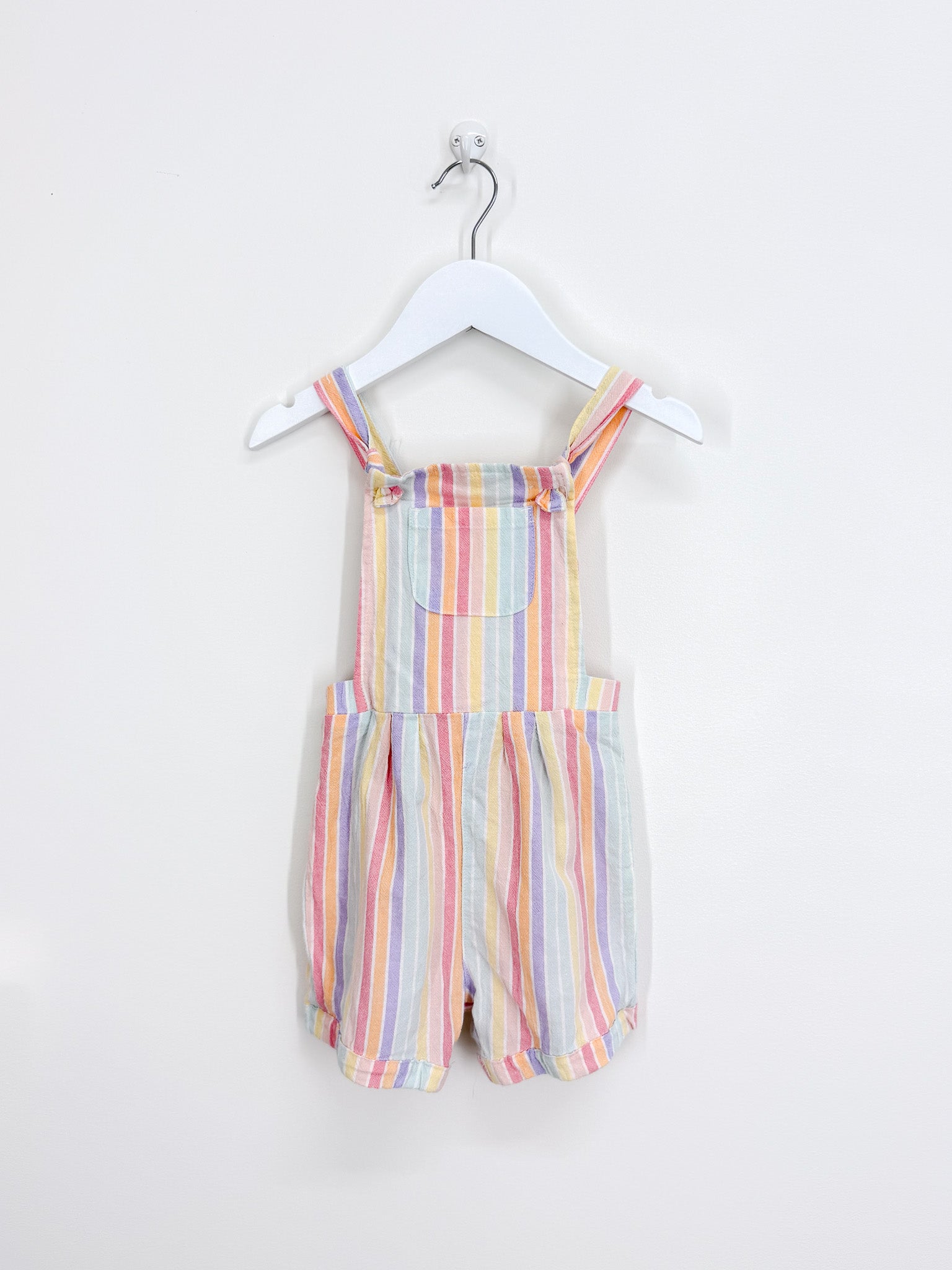 Teeny Weeny rainbow stripe shortalls (18-24m)