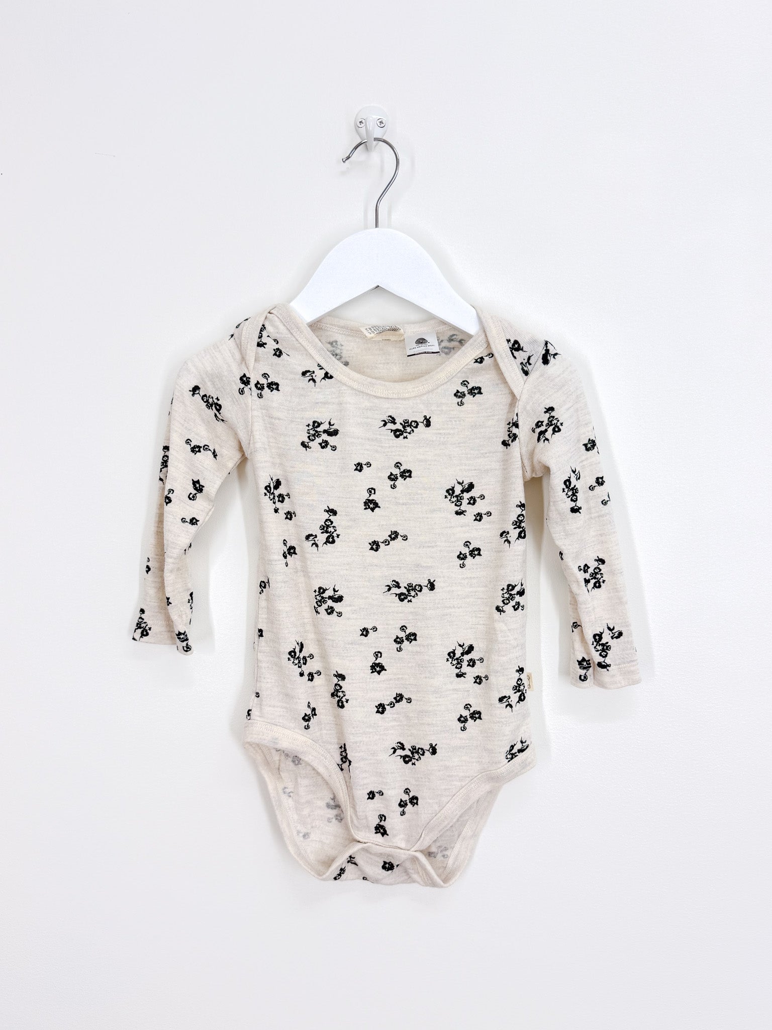 Baby Baby merino long sleeve bodysuit - cream floral (18-24m))