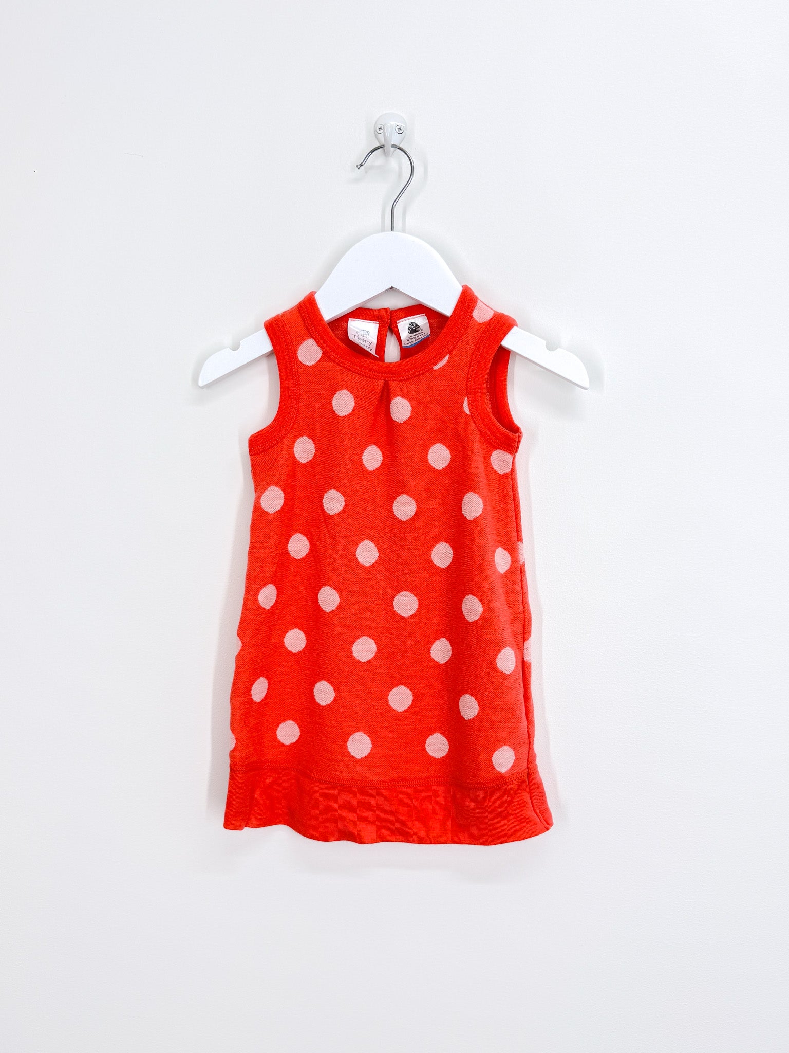 Teeny Weeny merino sleeveless dress - peach spot (1y)