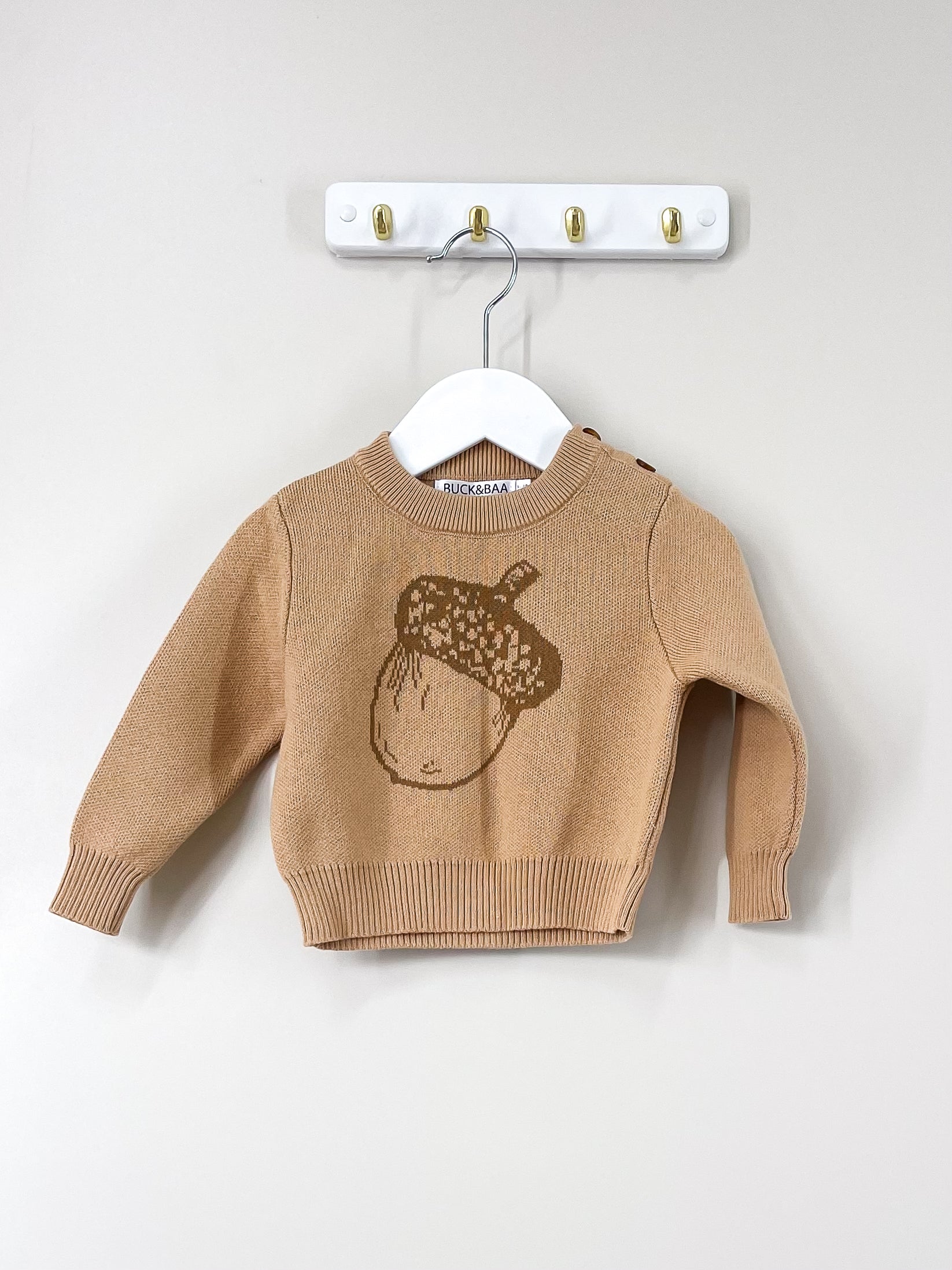 Buck & Baa organic acorn knit pullover (6-12m)