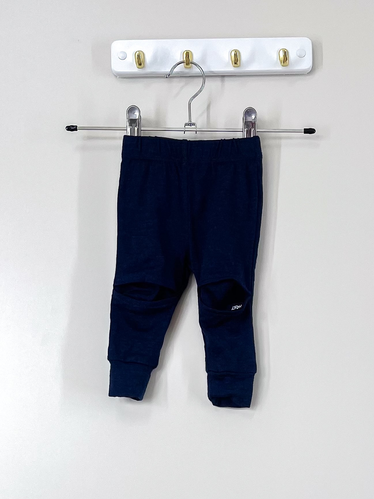 Little Flock Of Horrors merino slasher leggings - navy marle (0-3m)