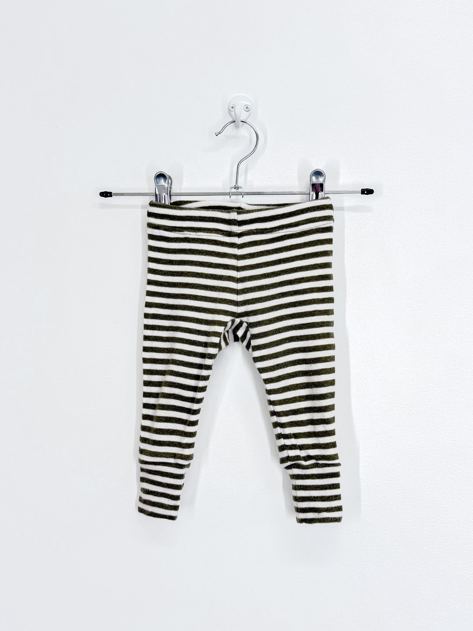 Superfit merino cotton leggings - green white stripe (0-3m)