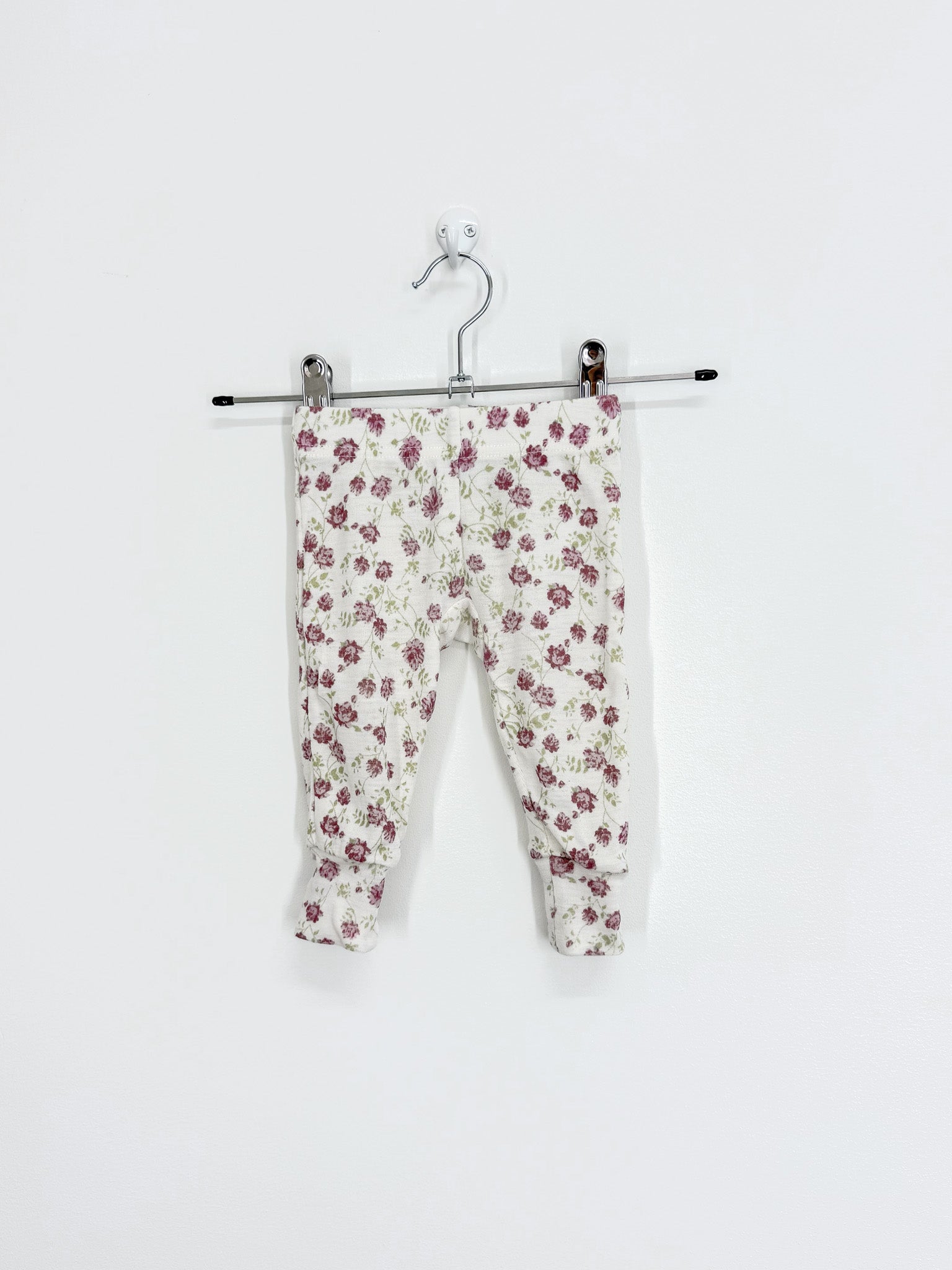 Milly & Milo merino leggings - white floral (0-3m)