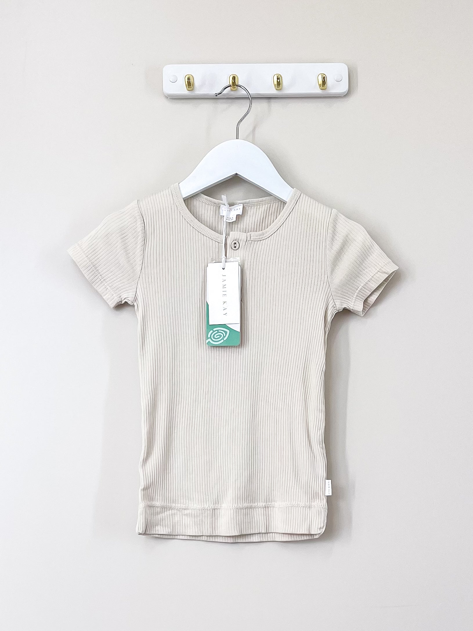 BNWT Jamie Kay organic rib henley - beech (6y)