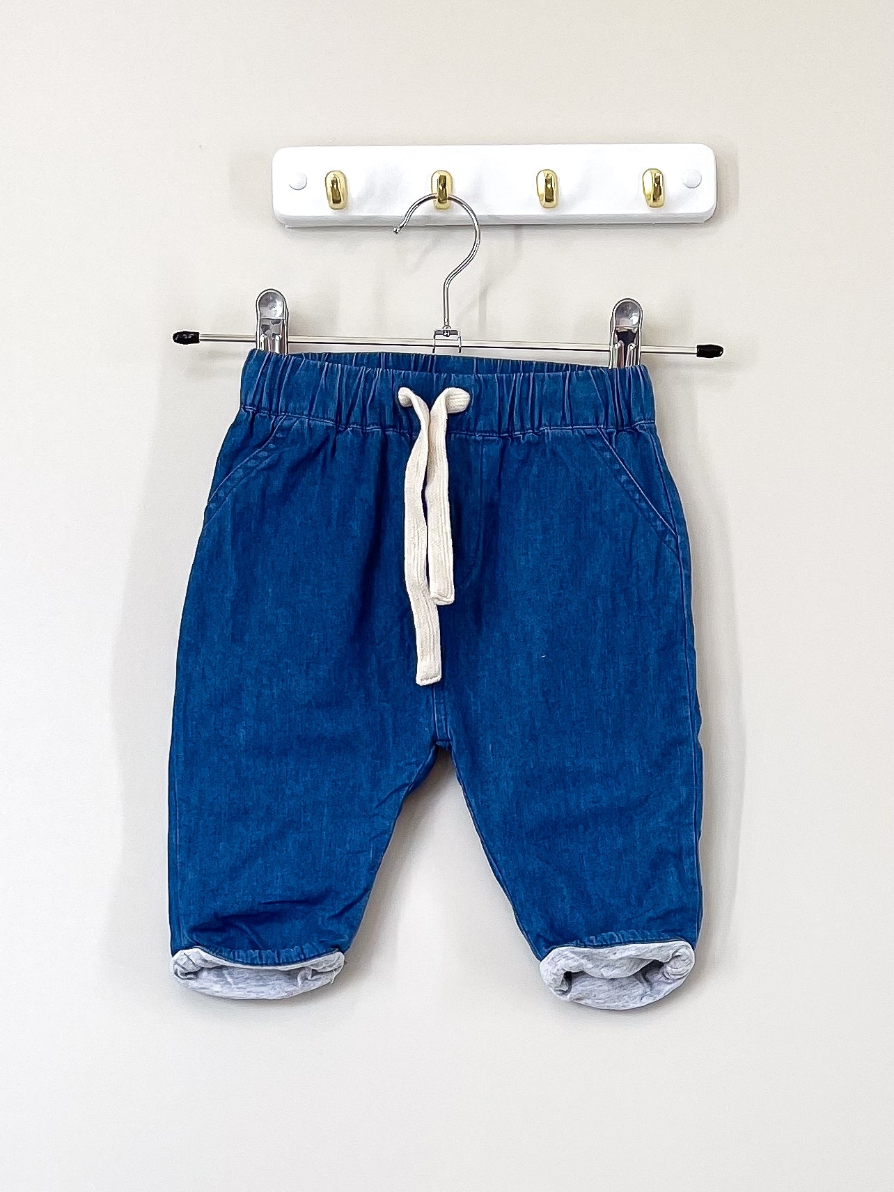 Seed cotton lined chambray pants (3-6m)