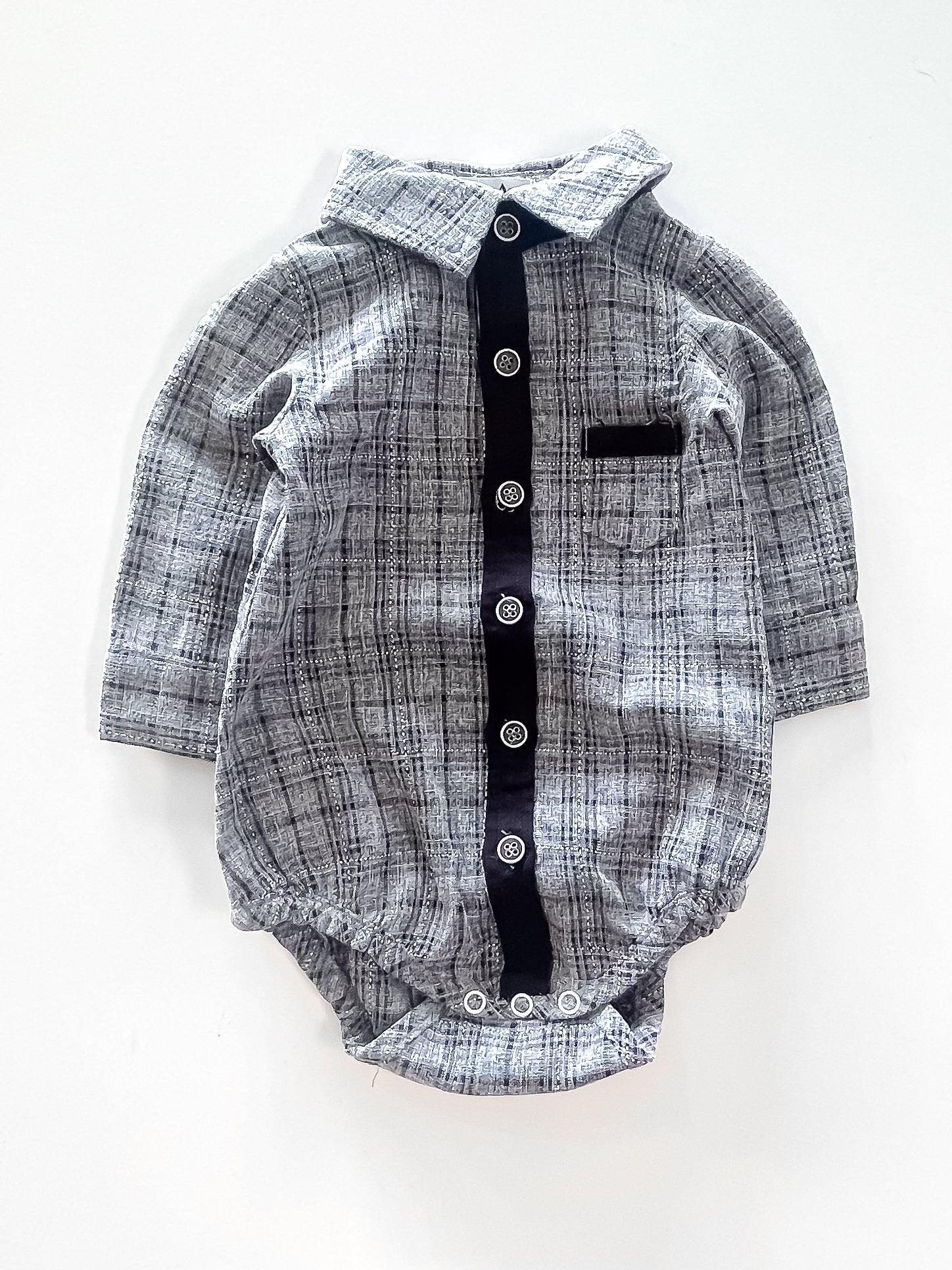 Arthur Ave check shirt bodysuit (0-3m)