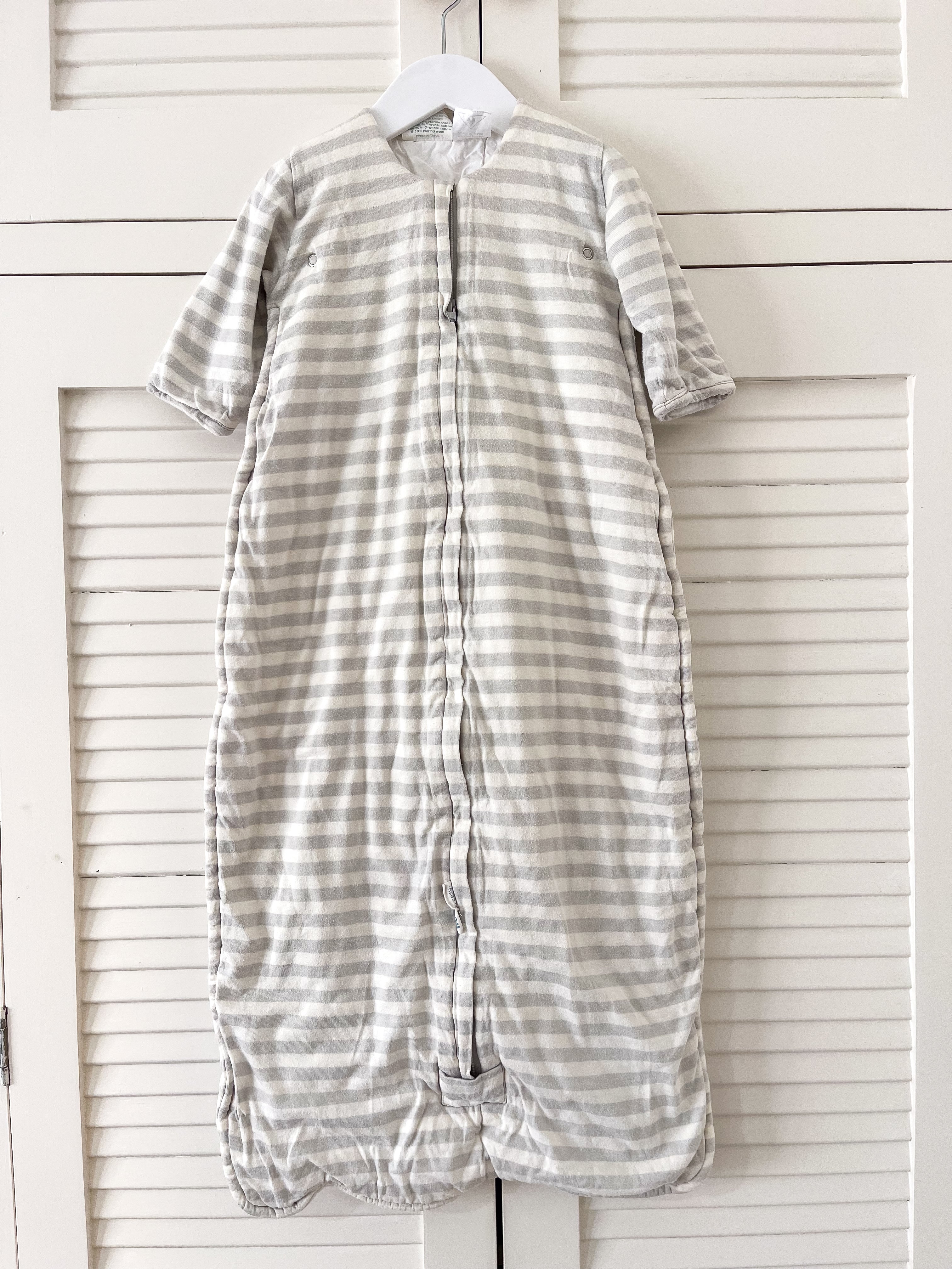 Woolbabe merino cotton duvet weight sleeping bag w/sleeves (3-24m)