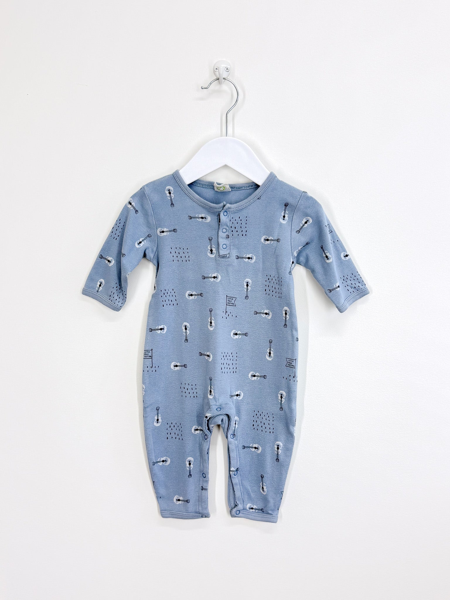 Nature Baby organic henley PJ suit - little folk festival (3-6m)