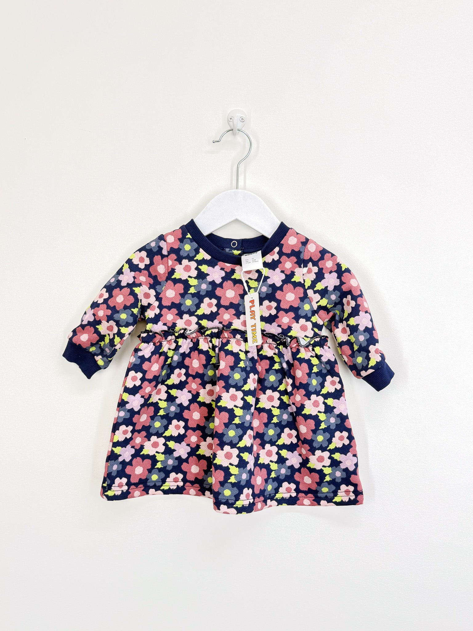 BNWT Teeny Weeny navy floral fleece dress (3-6m)