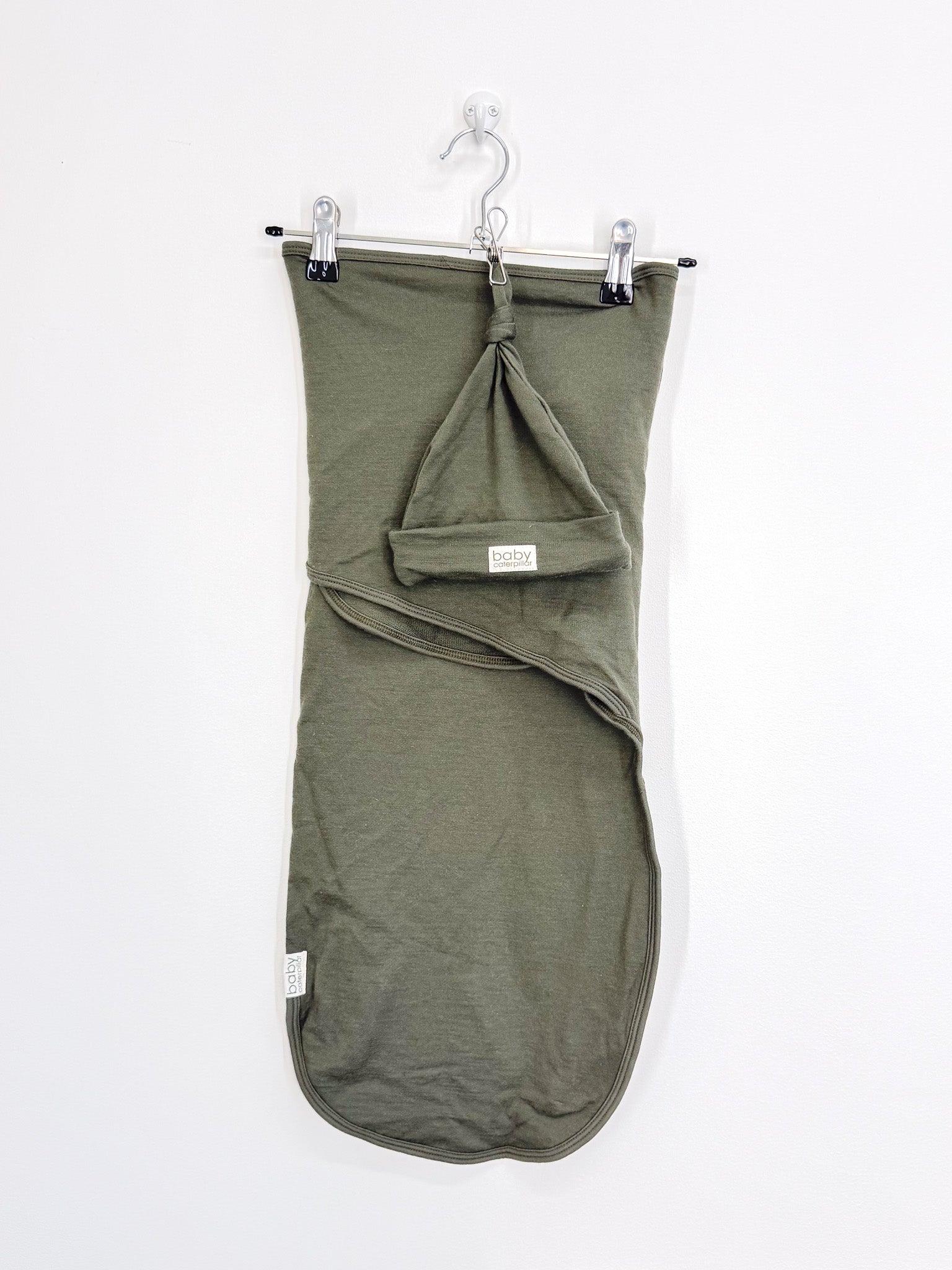 Baby Caterpillar merino swaddle wrap + beanie (nb-3m)