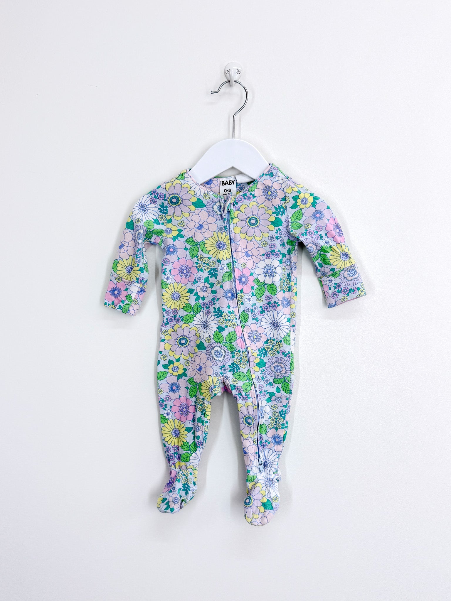 Cotton On Kids retro floral zipsuit (0-3m)