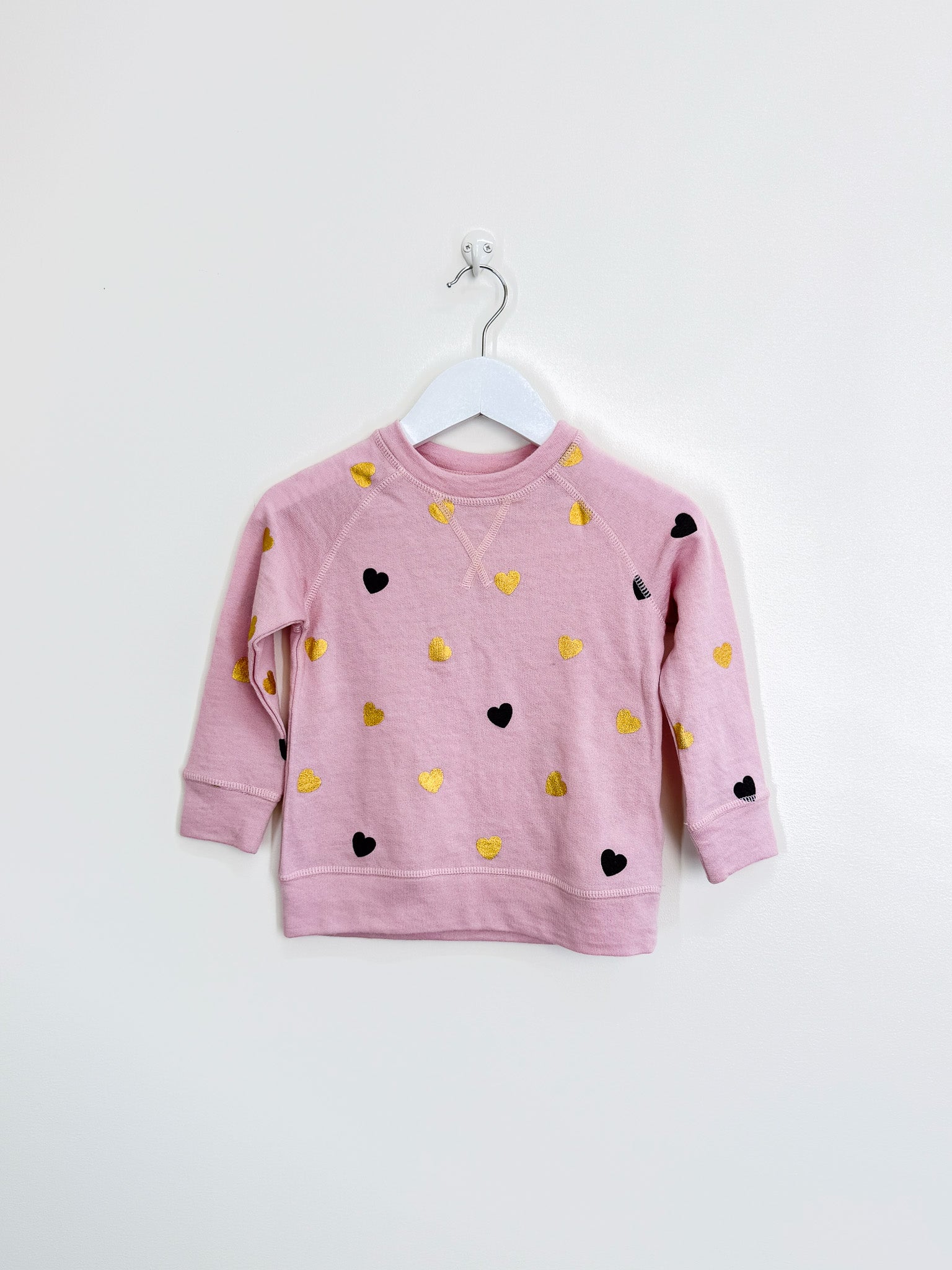 North South Merino pink hearts pullover (3y)