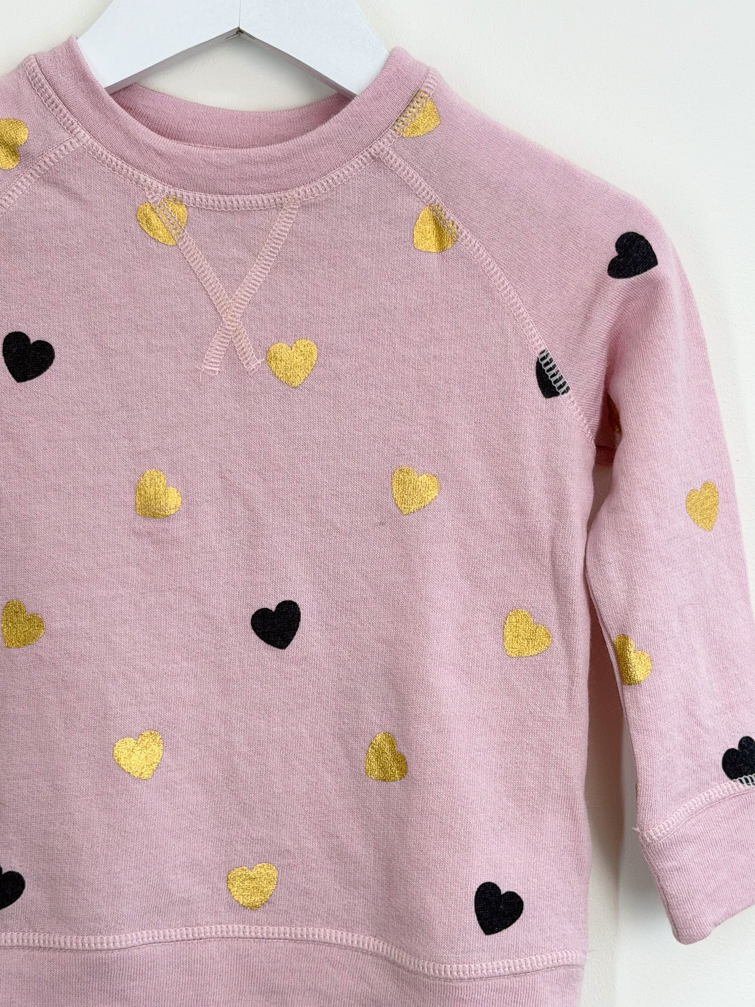 North South Merino pink hearts pullover (3y)
