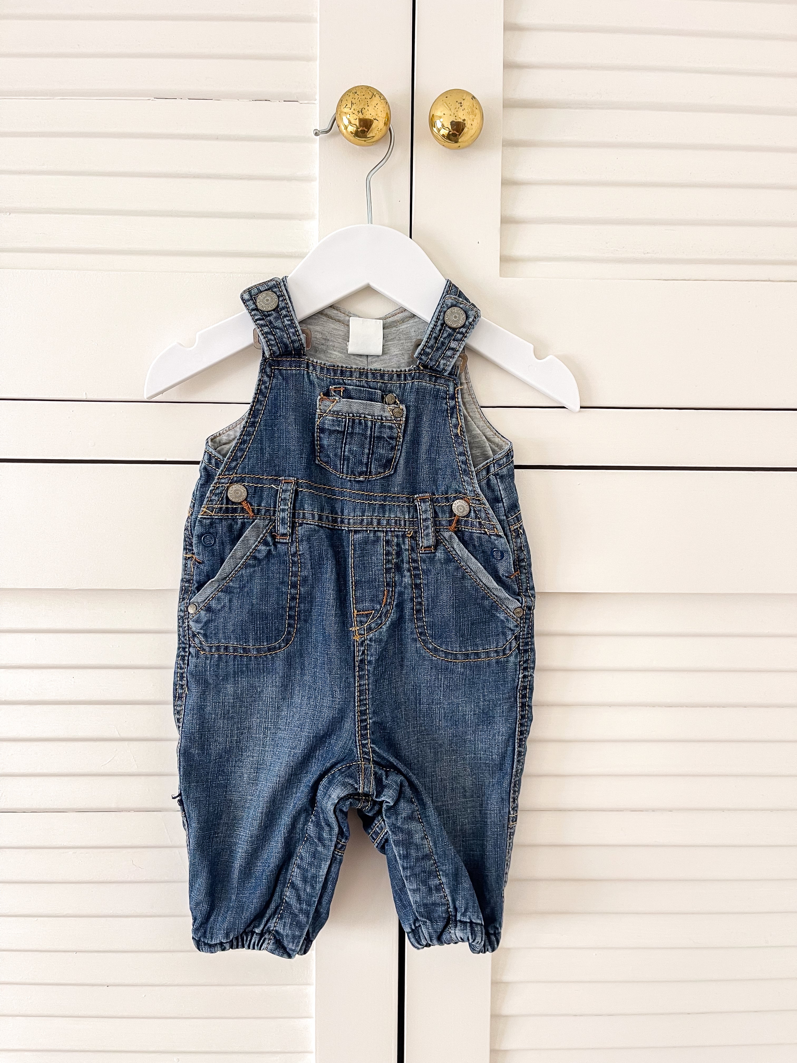 H&M cotton lined denim overalls (1-2m)