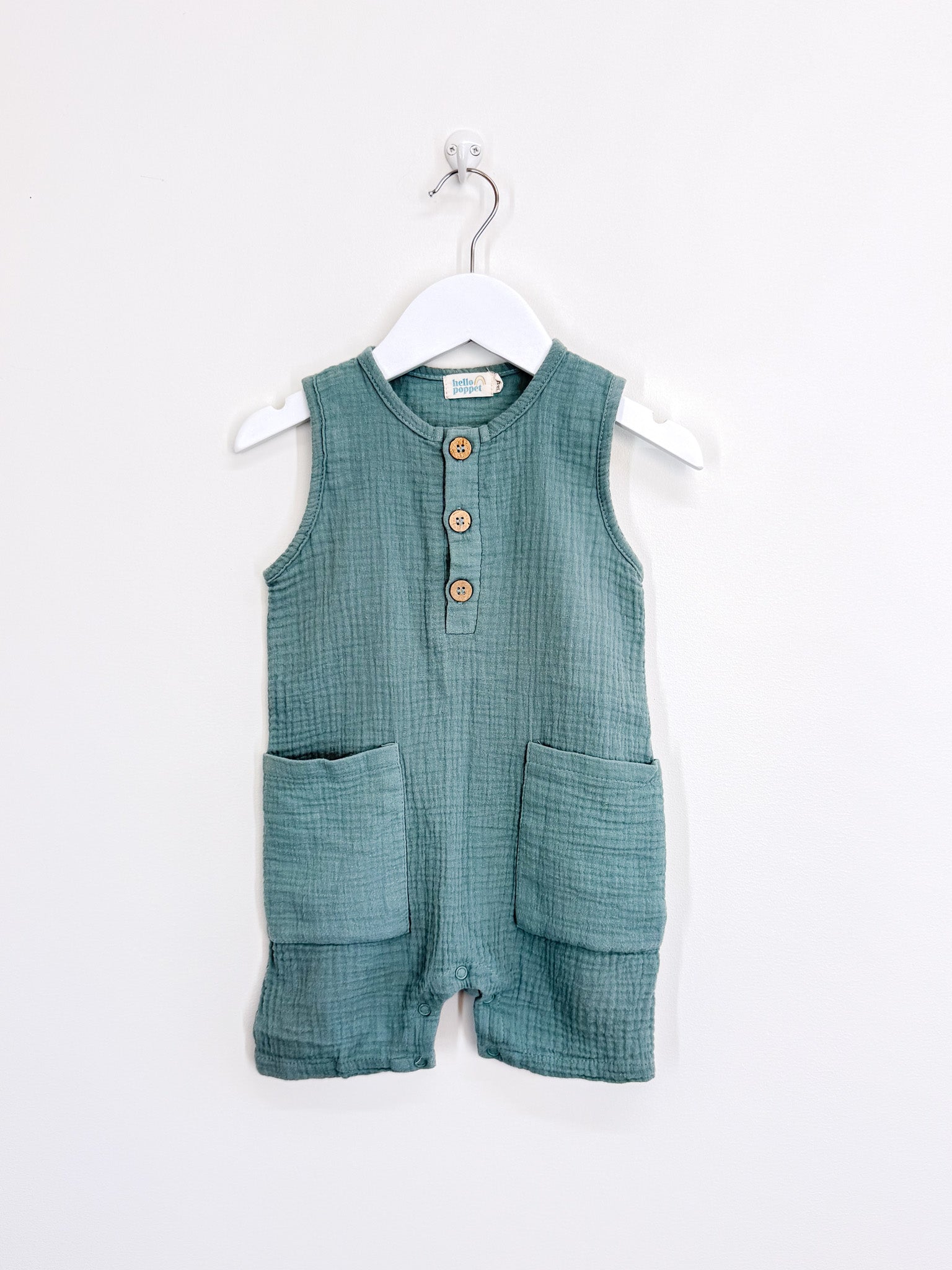 Hello Poppet organic muslin romper (12-18m)