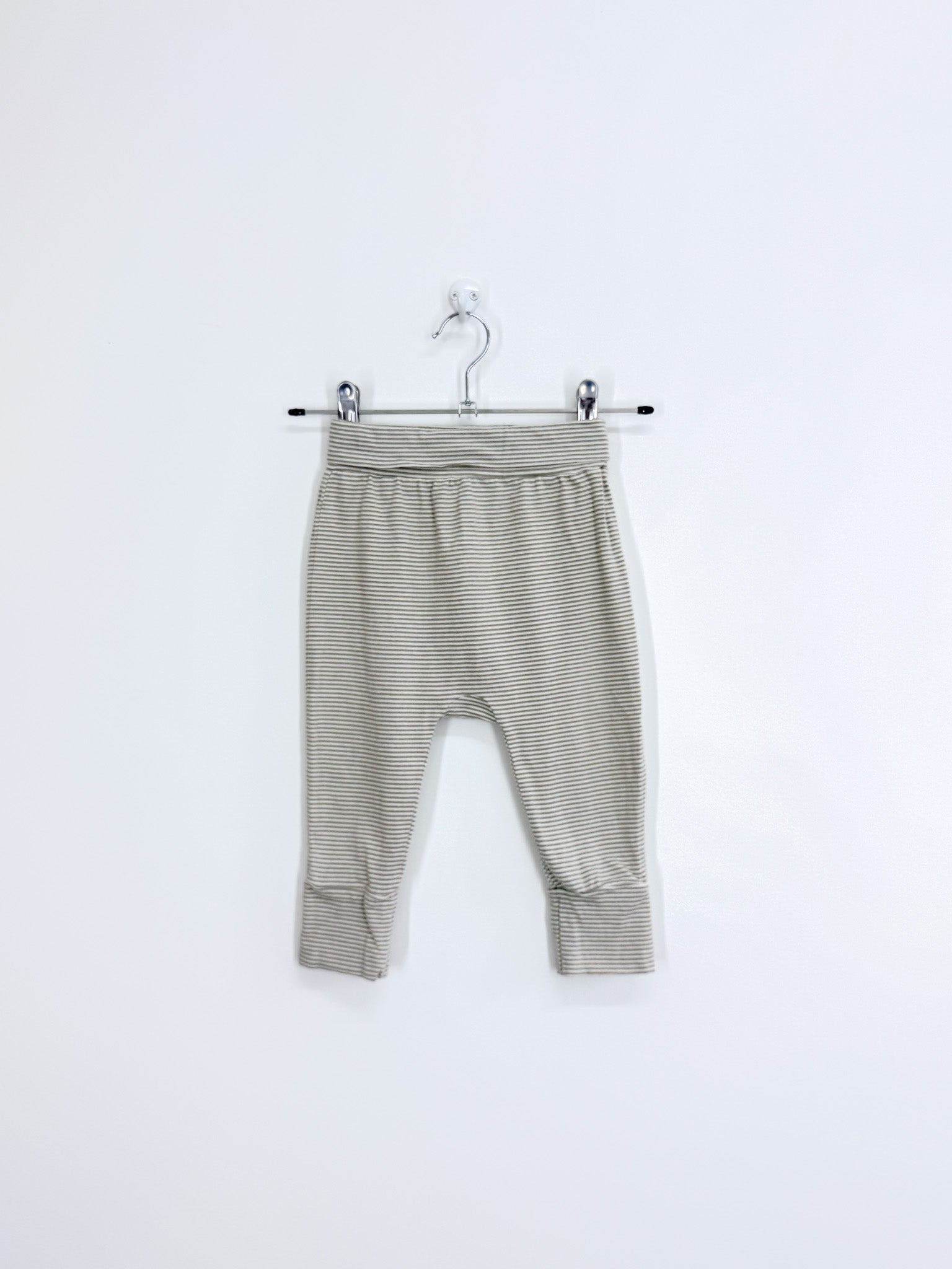 Teeny Weeny green stripe fold over leggings (6-12m)