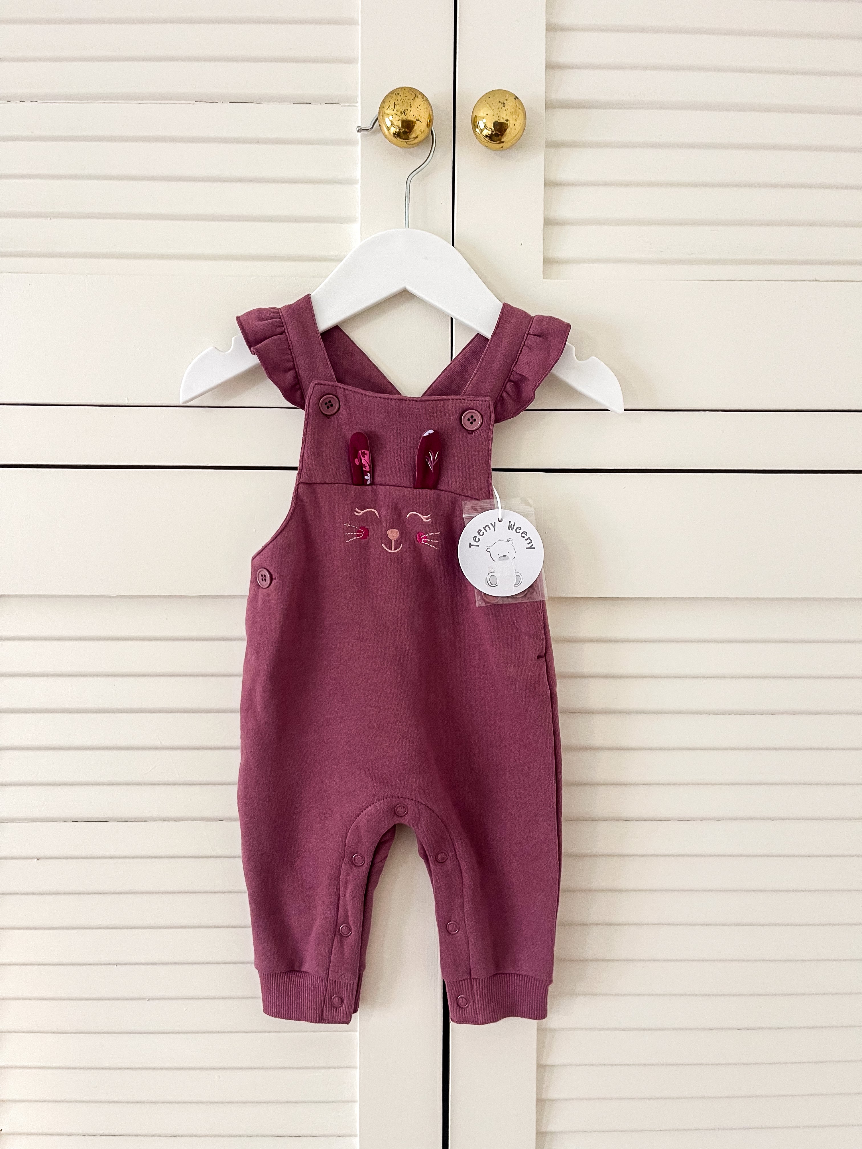 BNWT Teeny Weeny bunny fleece overalls (0-3m)