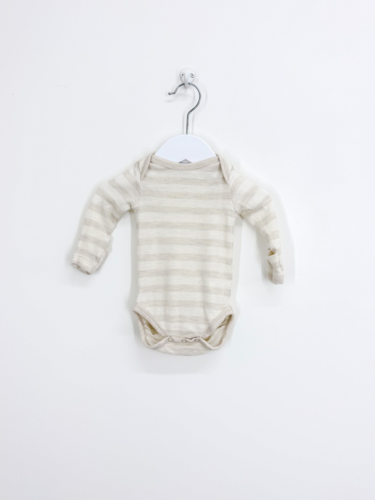 Milly & Milo merino bodysuit - beige stripe (0-3m)