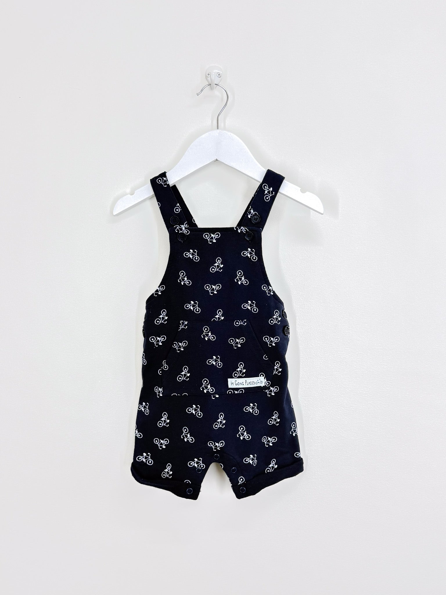 Teeny Weeny navy bicycle shortalls (6-12m)