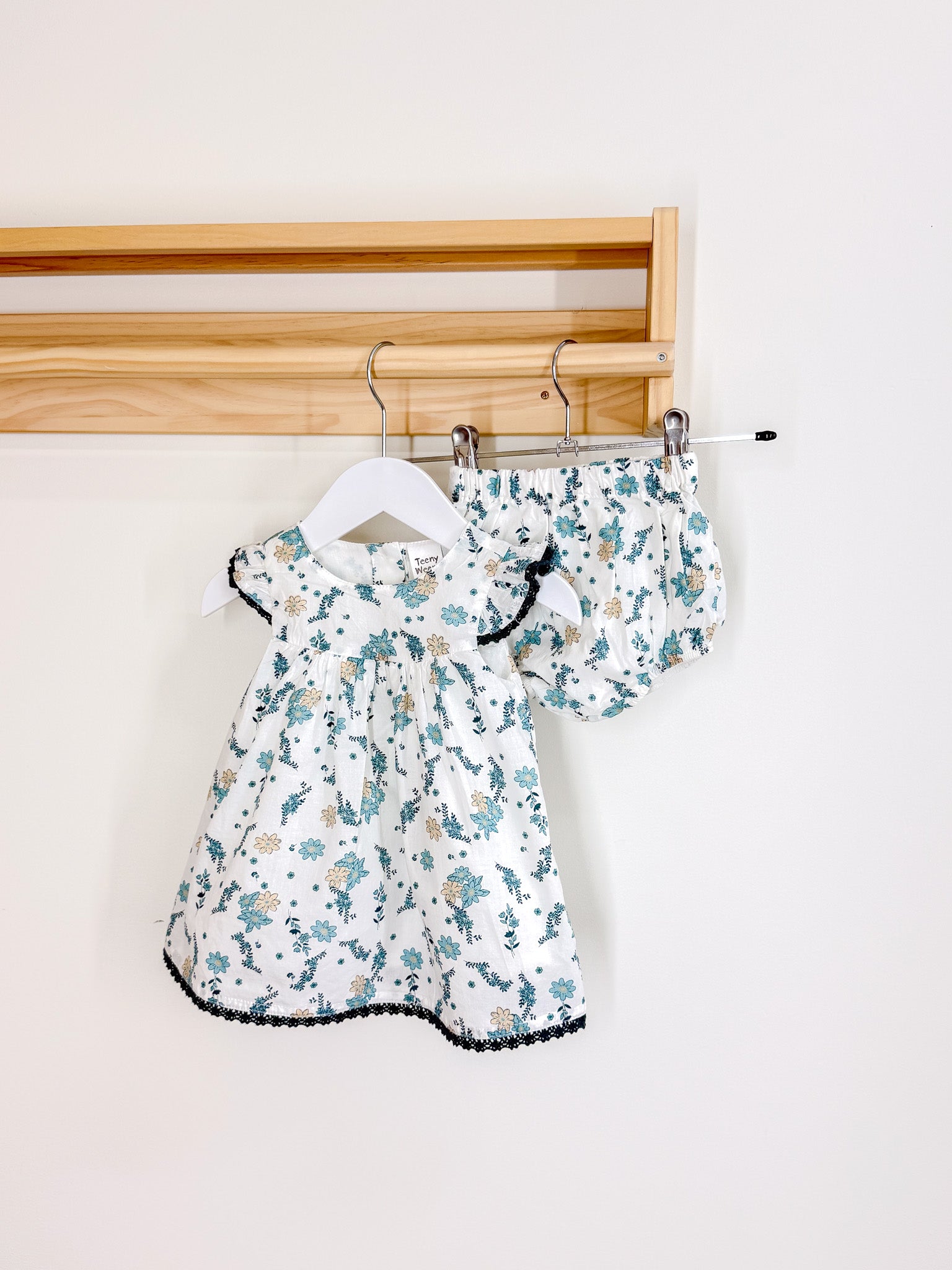 Teeny Weeny floral lined dress + bloomers set (3-6m)
