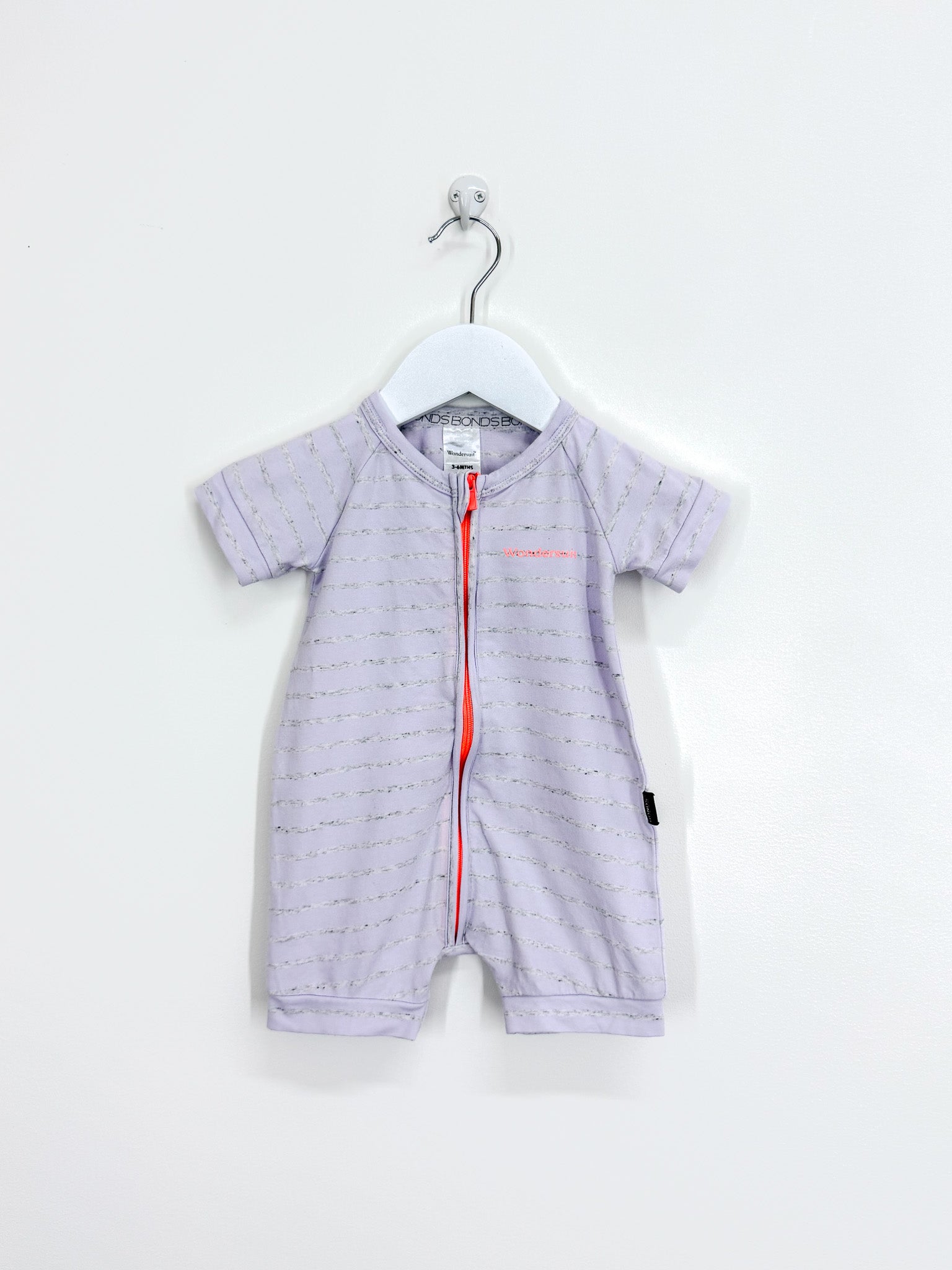 Bonds wondersuit - lilac stripe (3-6m)