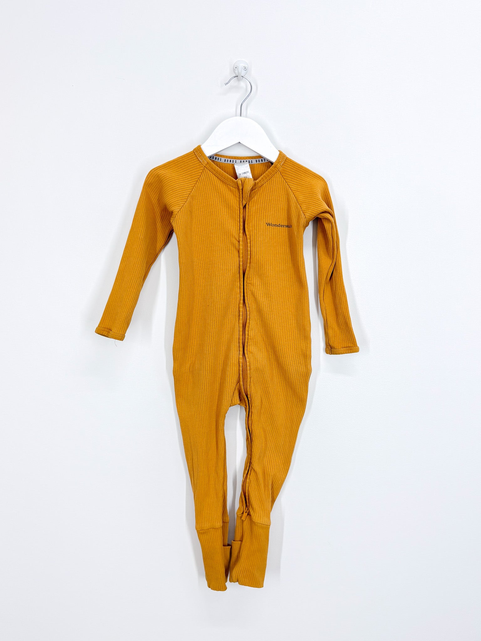 Bonds rib wondersuit - mustard (18-24m)