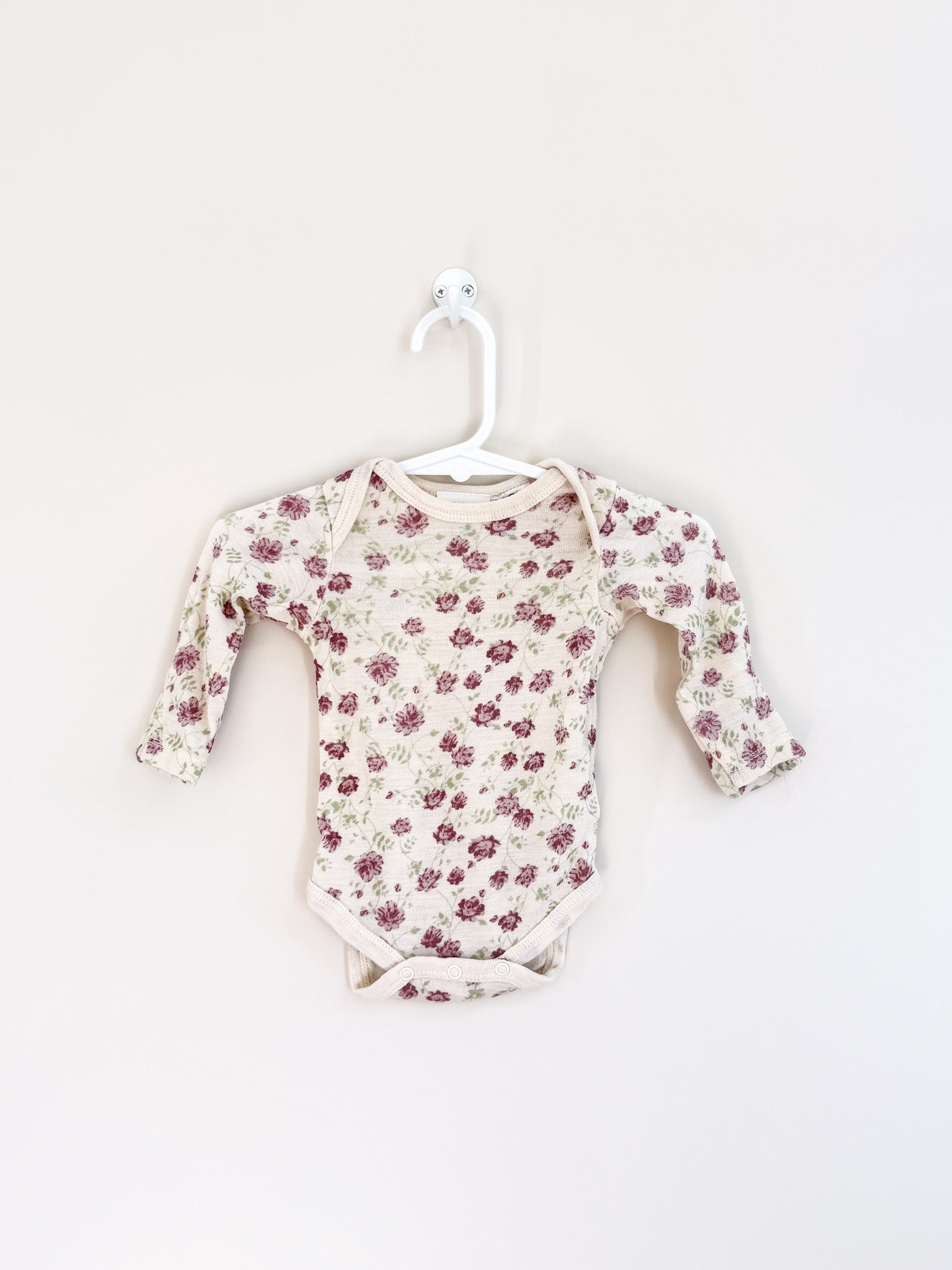 Milly & Milo merino bodysuit - cream floral (0-3m)